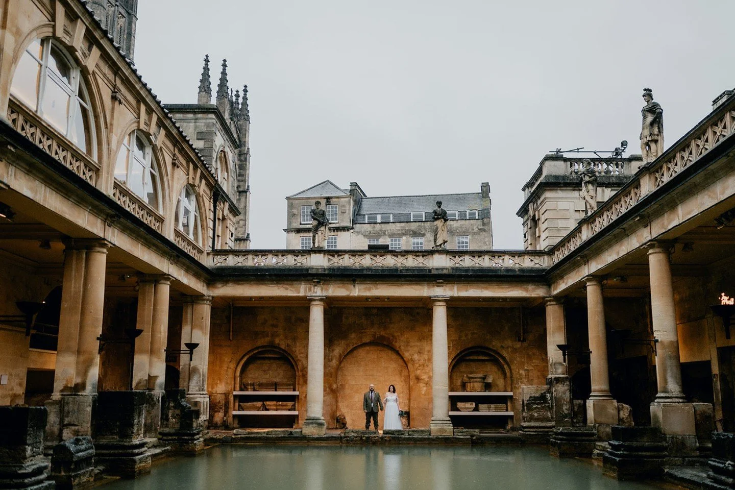 Penelope &amp; Michael at the Roman Baths. A lot of history and a lot of love, what a place to tie the knot!
 #romanbathswedding #bathwedding #somersetwedding