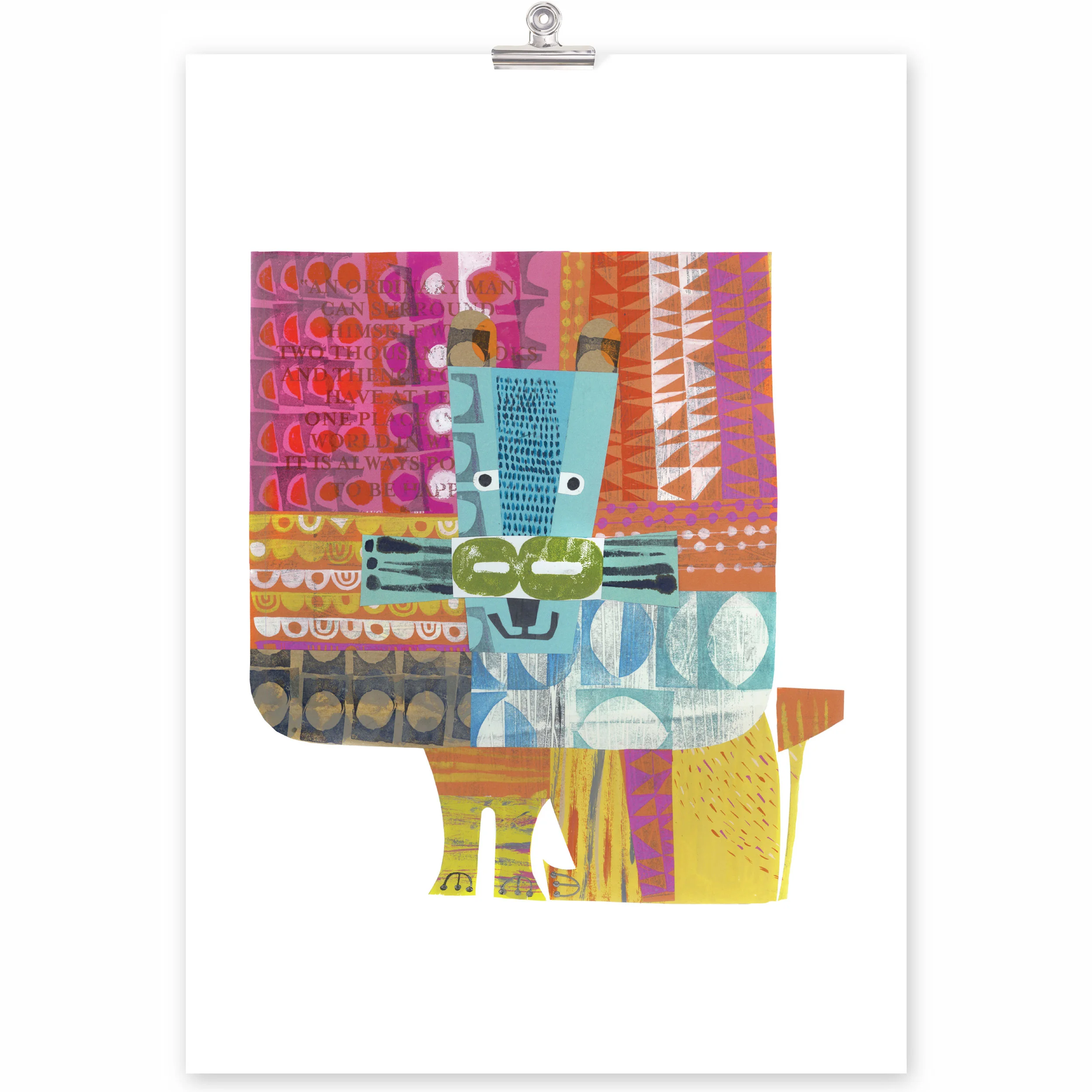 contented lion giclee print