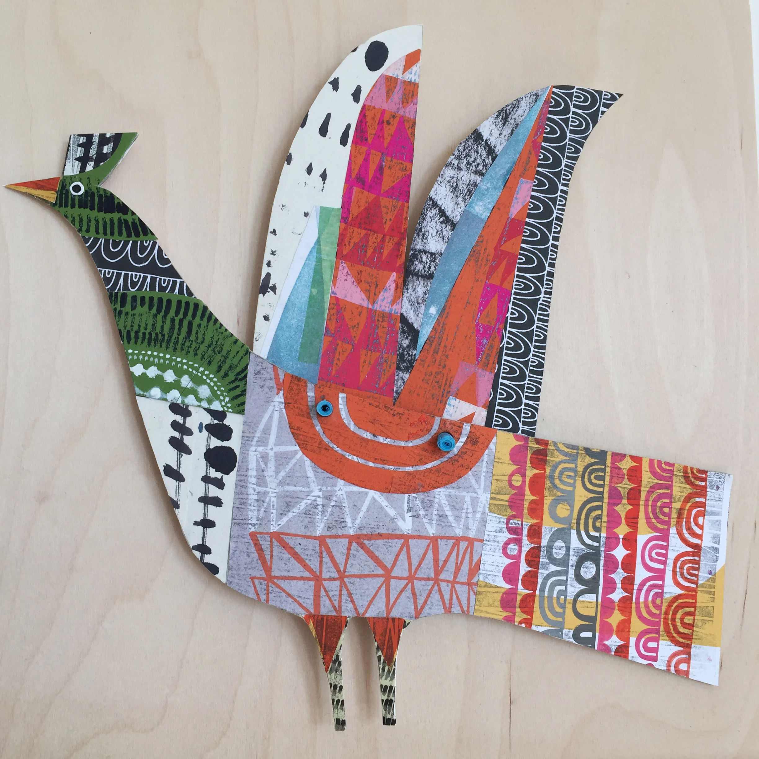 mythical bird original cut out articulated collage. commissions taken