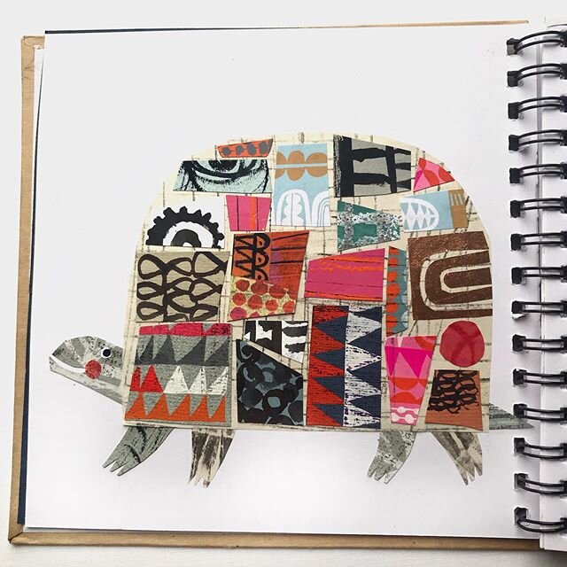 Lots of small jobs that needed doing has taken up most of the day. I missed doing a bit of snipping, so made this little tortoise in my sketchbook. I am way behind on #the100dayproject but hopefully can get back into it. #sketchbook #artjournal #coll