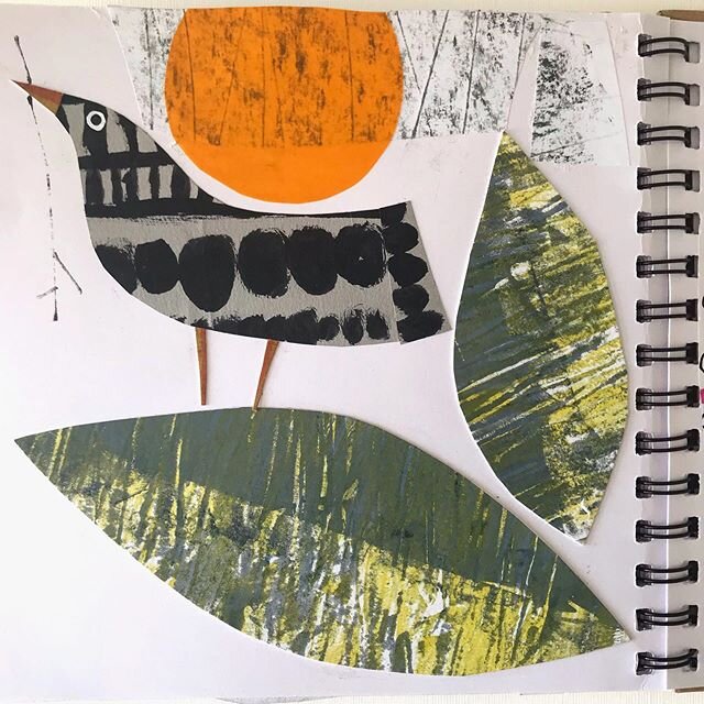 A quick sketchbook page. I am trying to get in the habit of doing a page every day. Some days I only have a short time but quick collages are fun to do. Thank you for all the comments on my little cut out owls on yesterday&rsquo;s post. Although ther