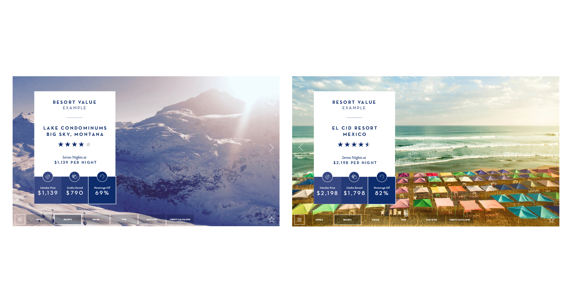 Specific resort information slides