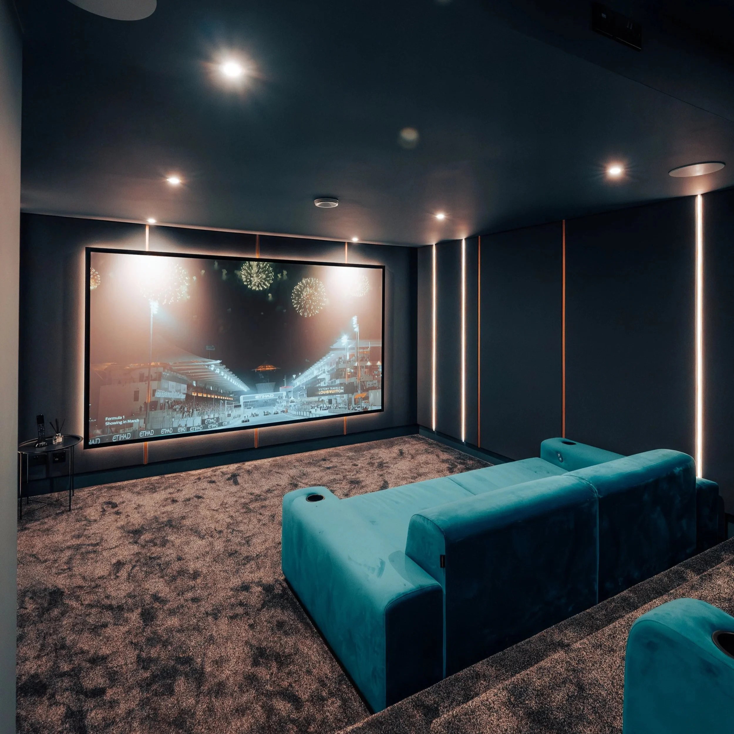 Luxury Home Theater Seating Completes this Cozy Home Cinema