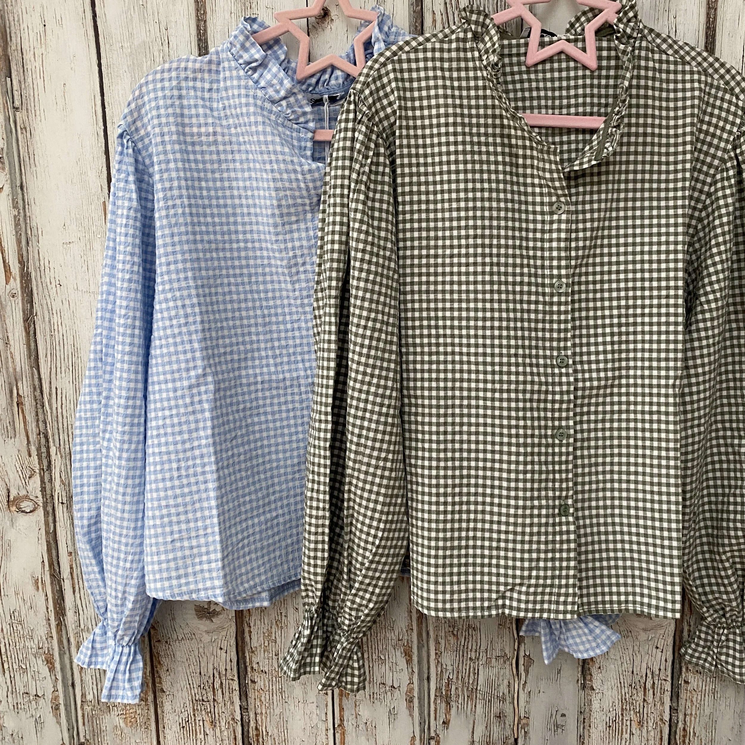 Gingham Ruffle Collar Blouse