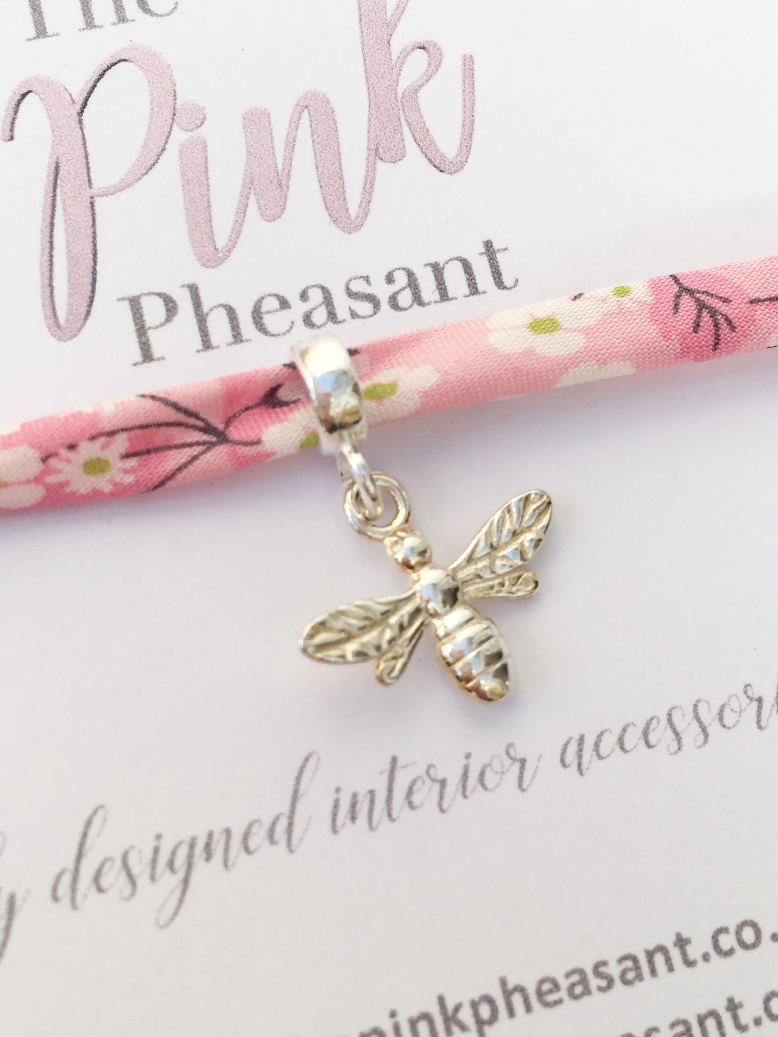 Liberty Ribbon Silver Bee Charm Bracelet