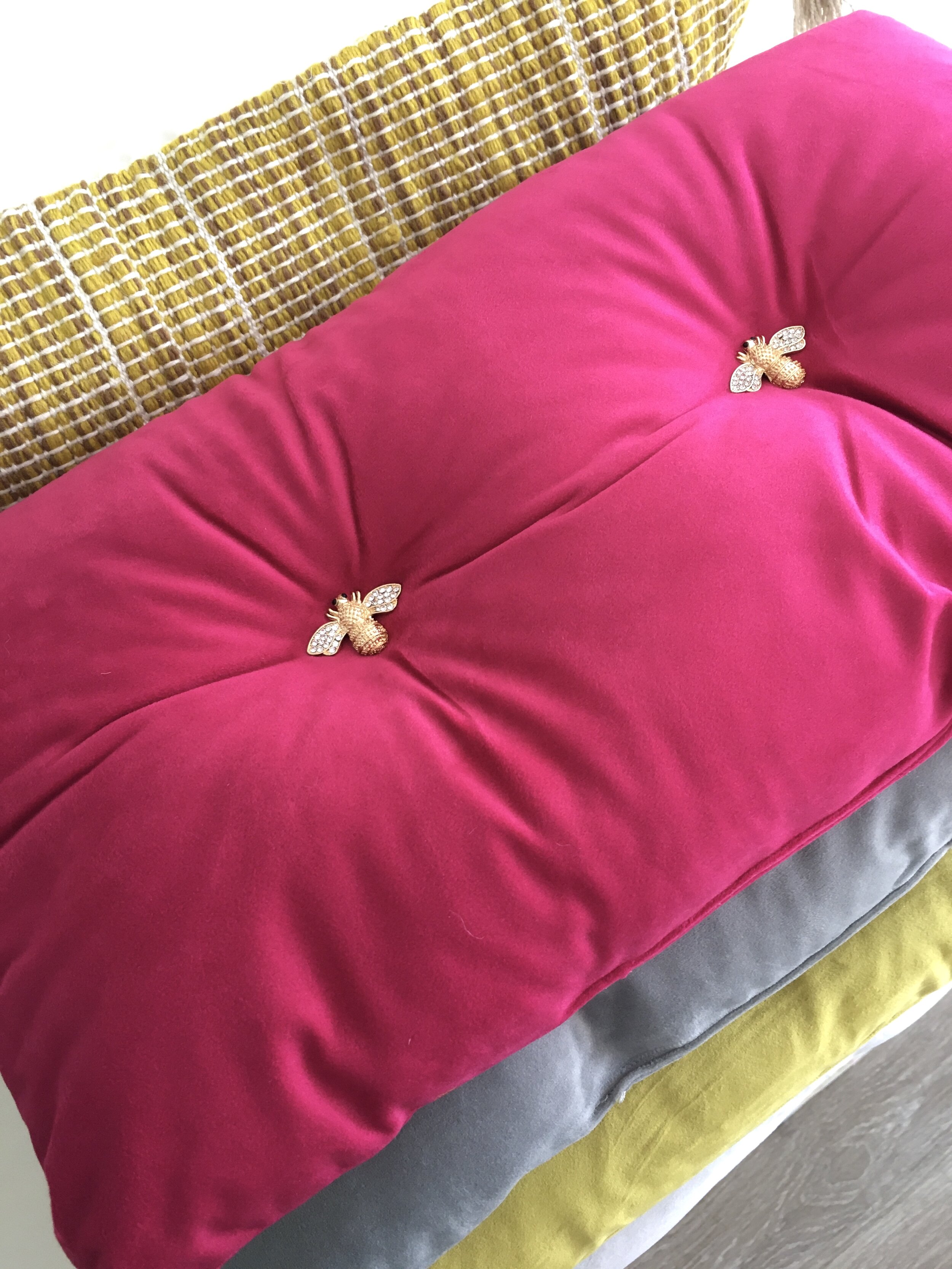 pink bee cushion