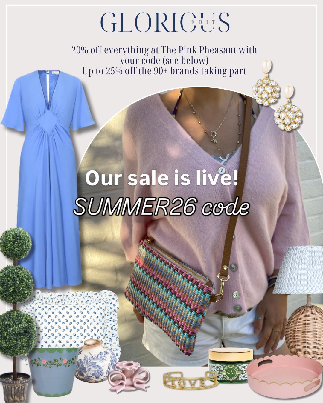 📣 🥳 20% off everything using SUMMER26 at my checkout 🎉. I&rsquo;m delighted to be part of the fabulous @thegloriousedit Summer Sale which is now live until midnight Sunday.  I am offering 20% off everything over on my checkout from gorgeous access