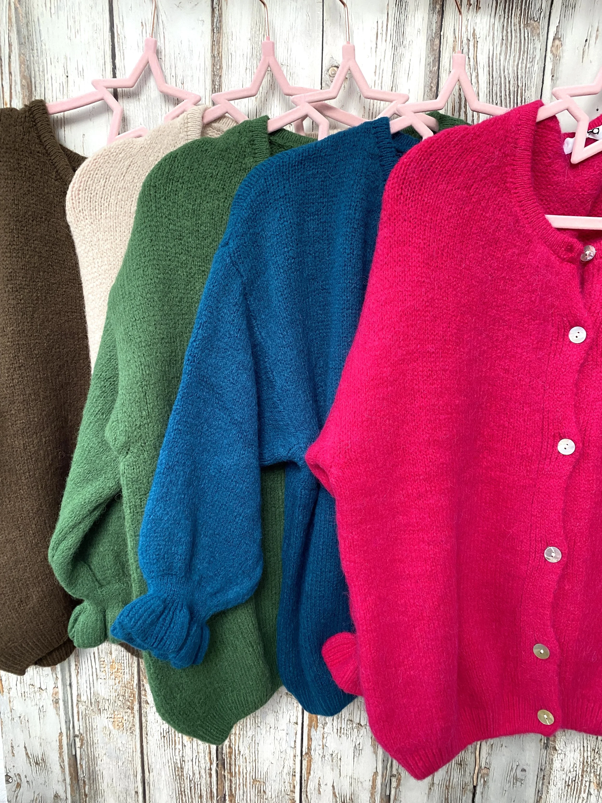Frill Edge Sleeve Alpaca Cardigan