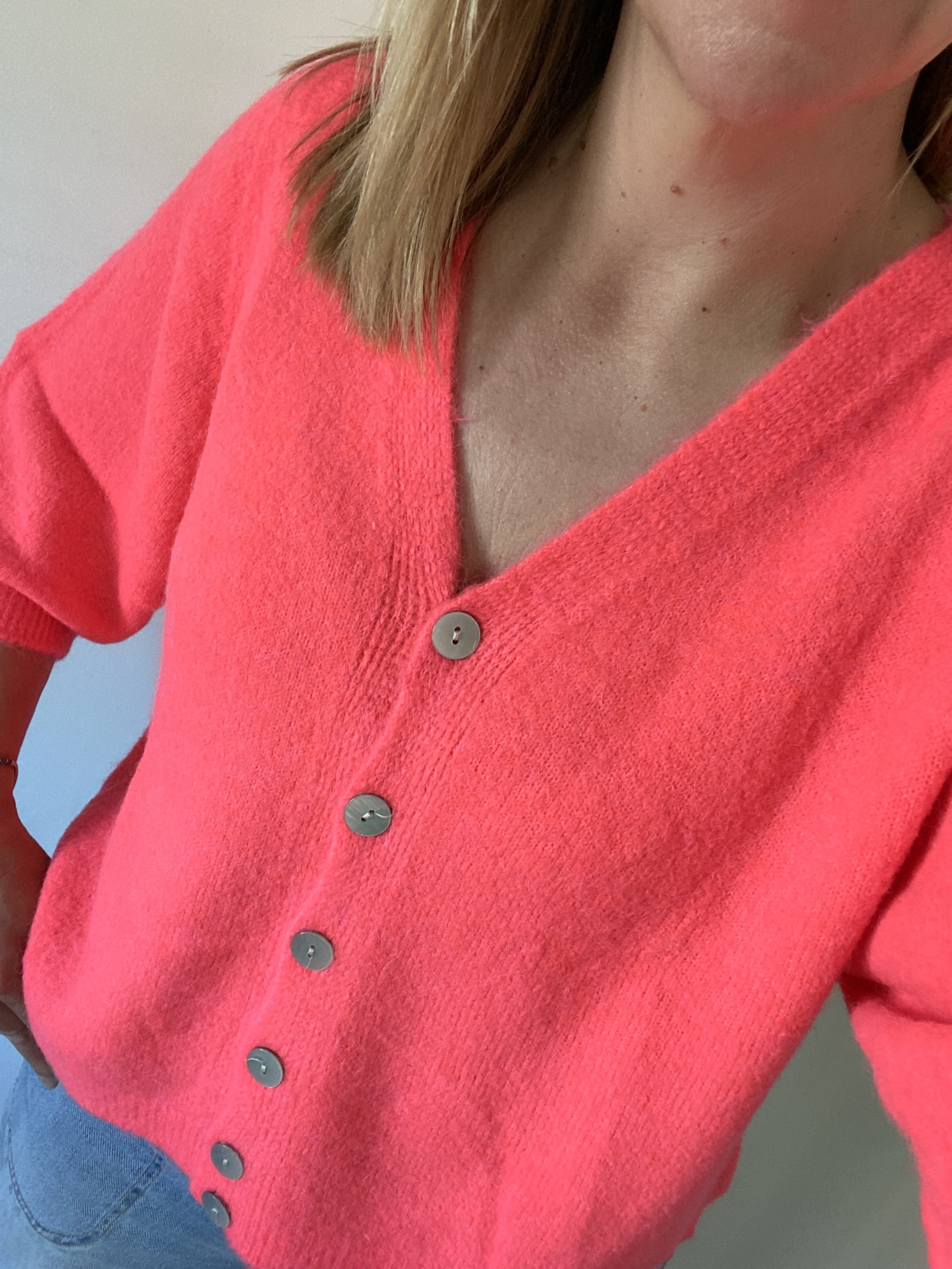 Neon Coral one size fit cardigan