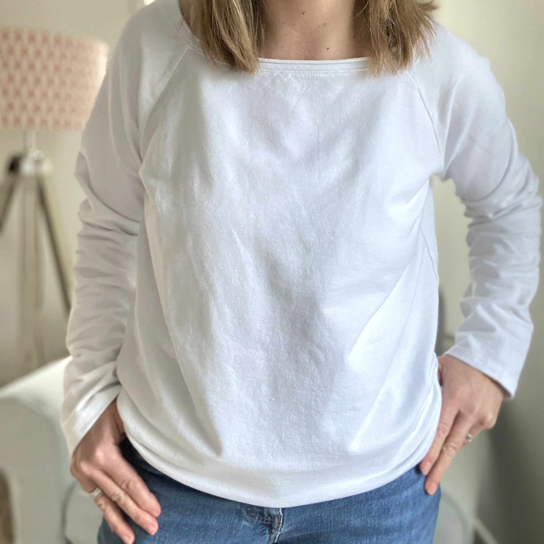 white slash neck cotton top