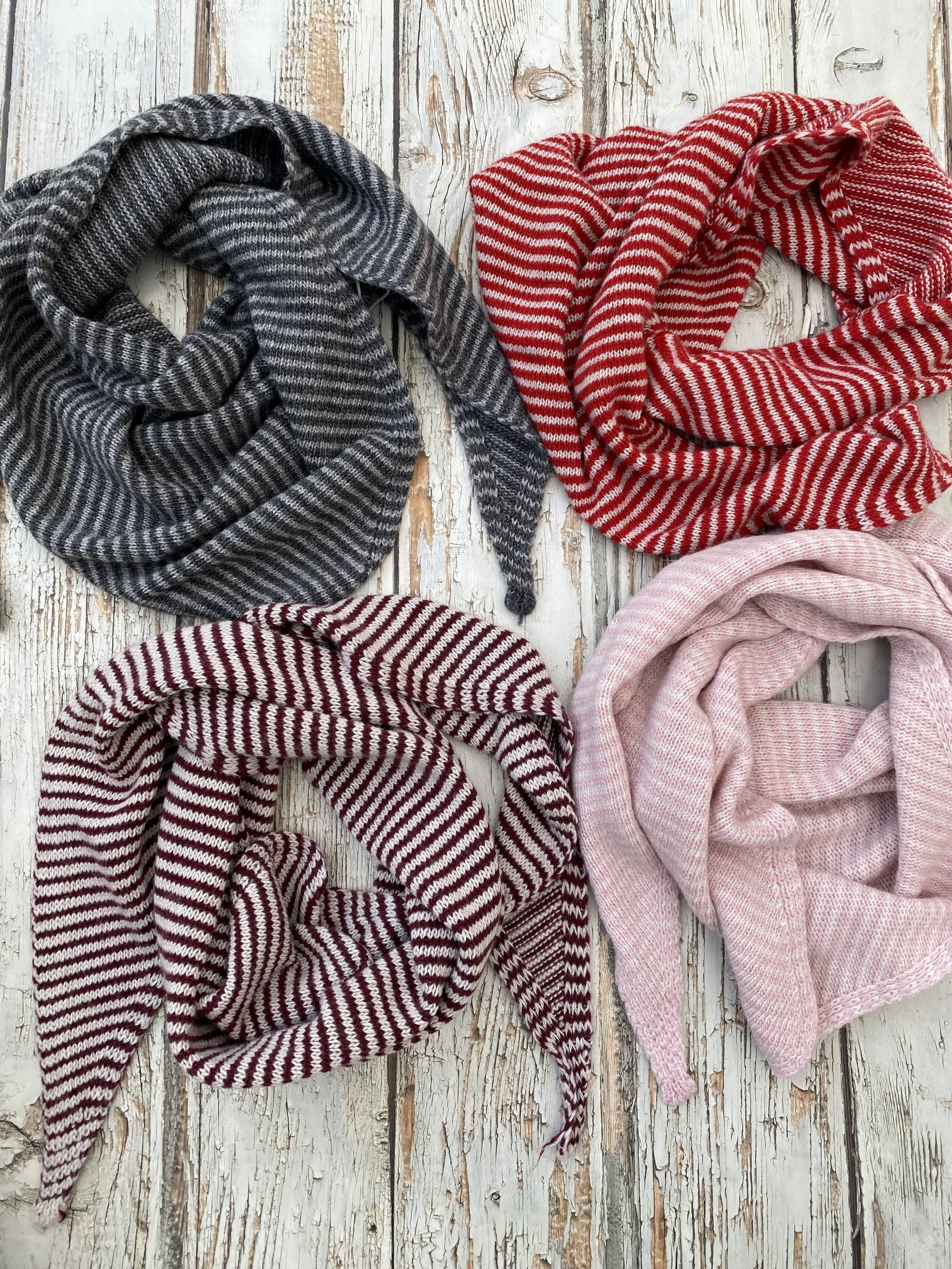Narrow Stripe Merino Mix Triangle Scarf