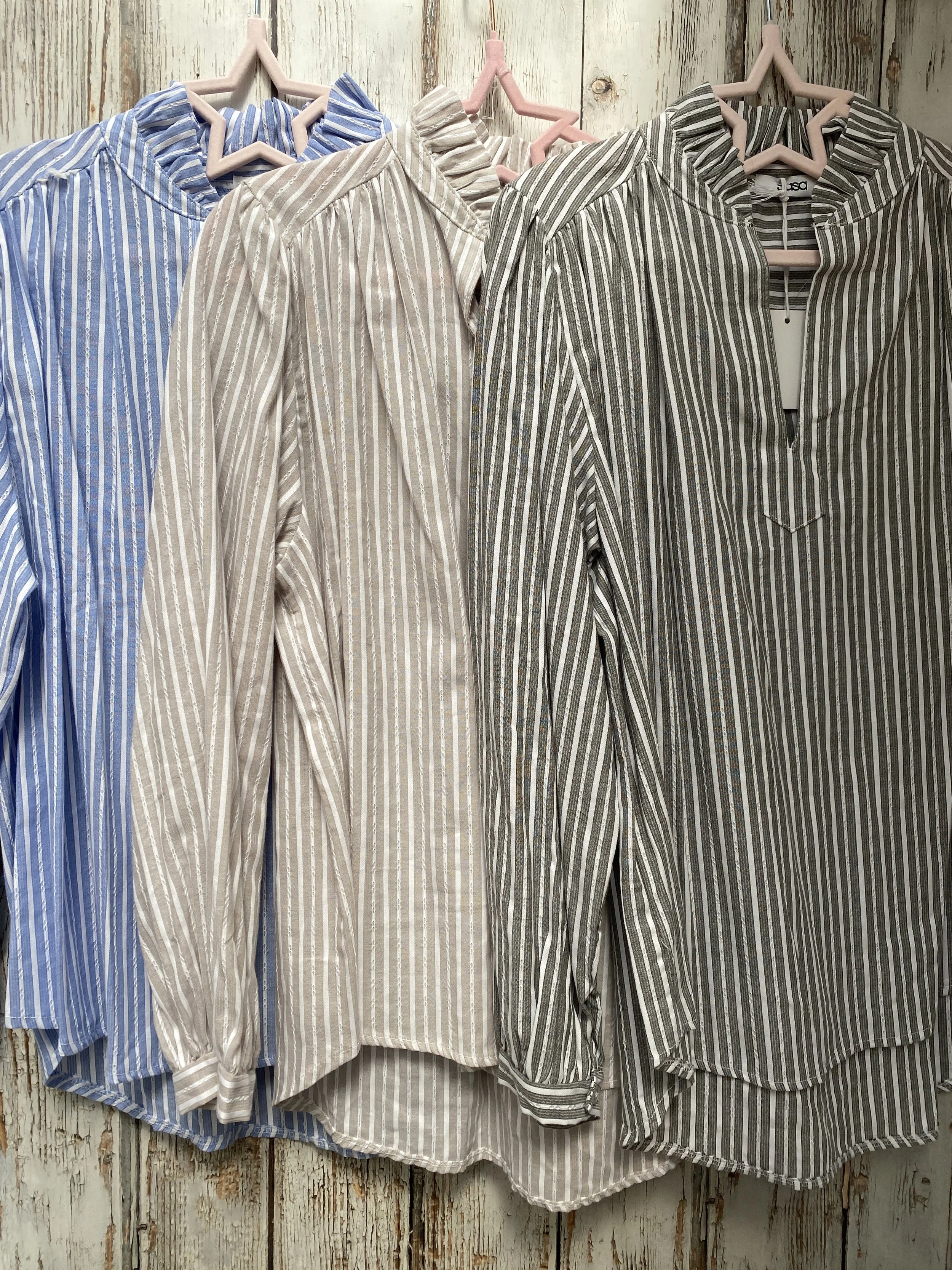 Stripe Frill Collar Shirt
