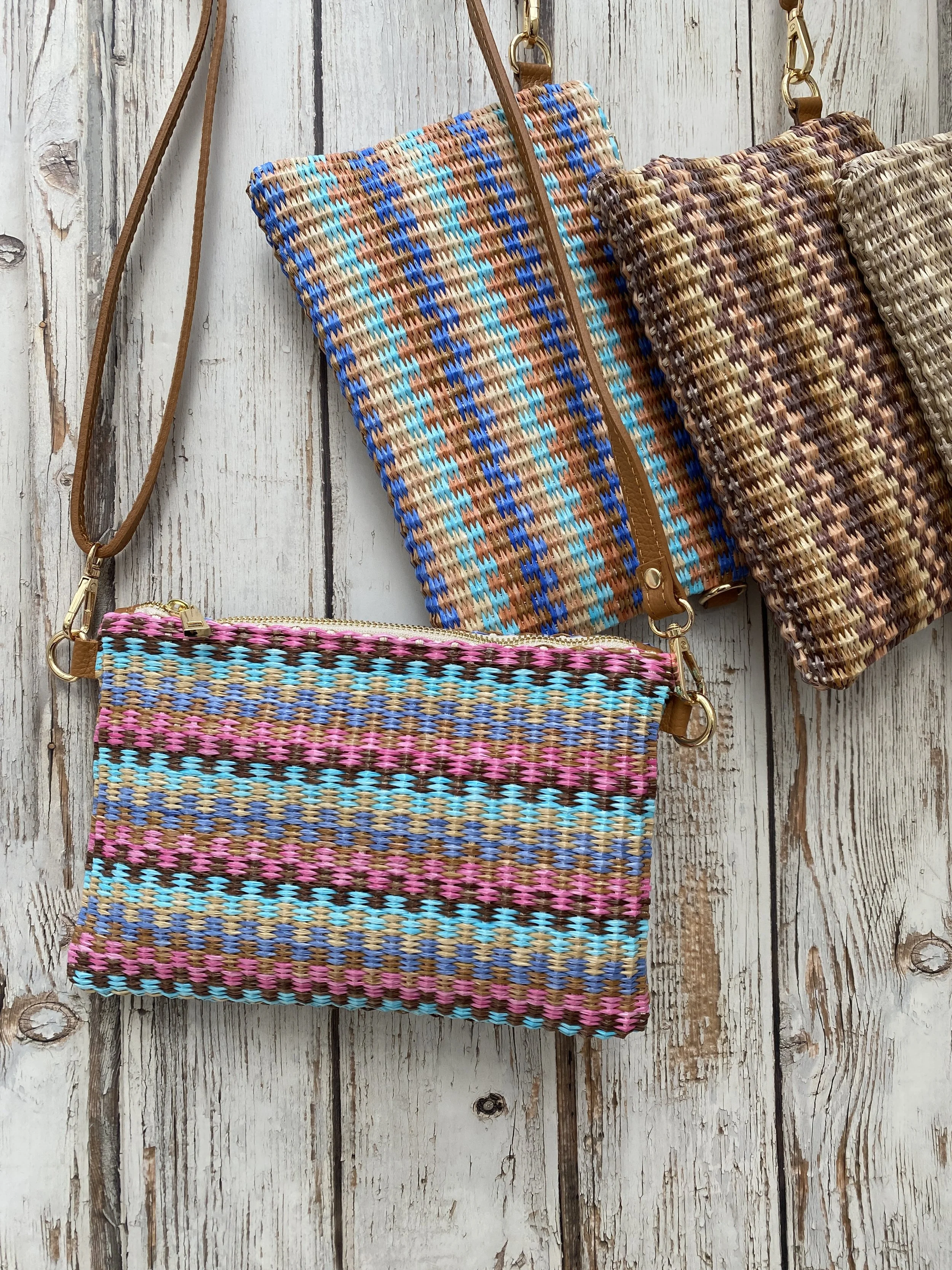 Aggie Woven Bag with Leather Straps