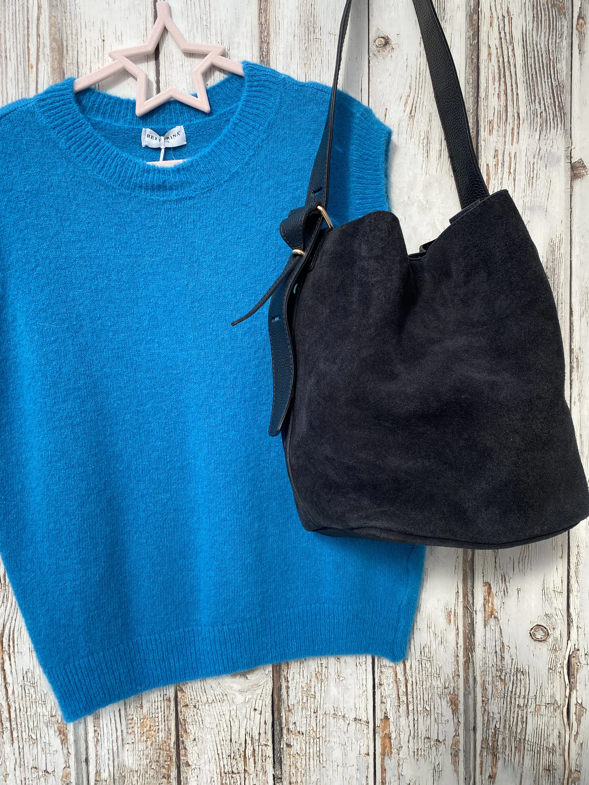 Black Suede Lila Bucket Bag