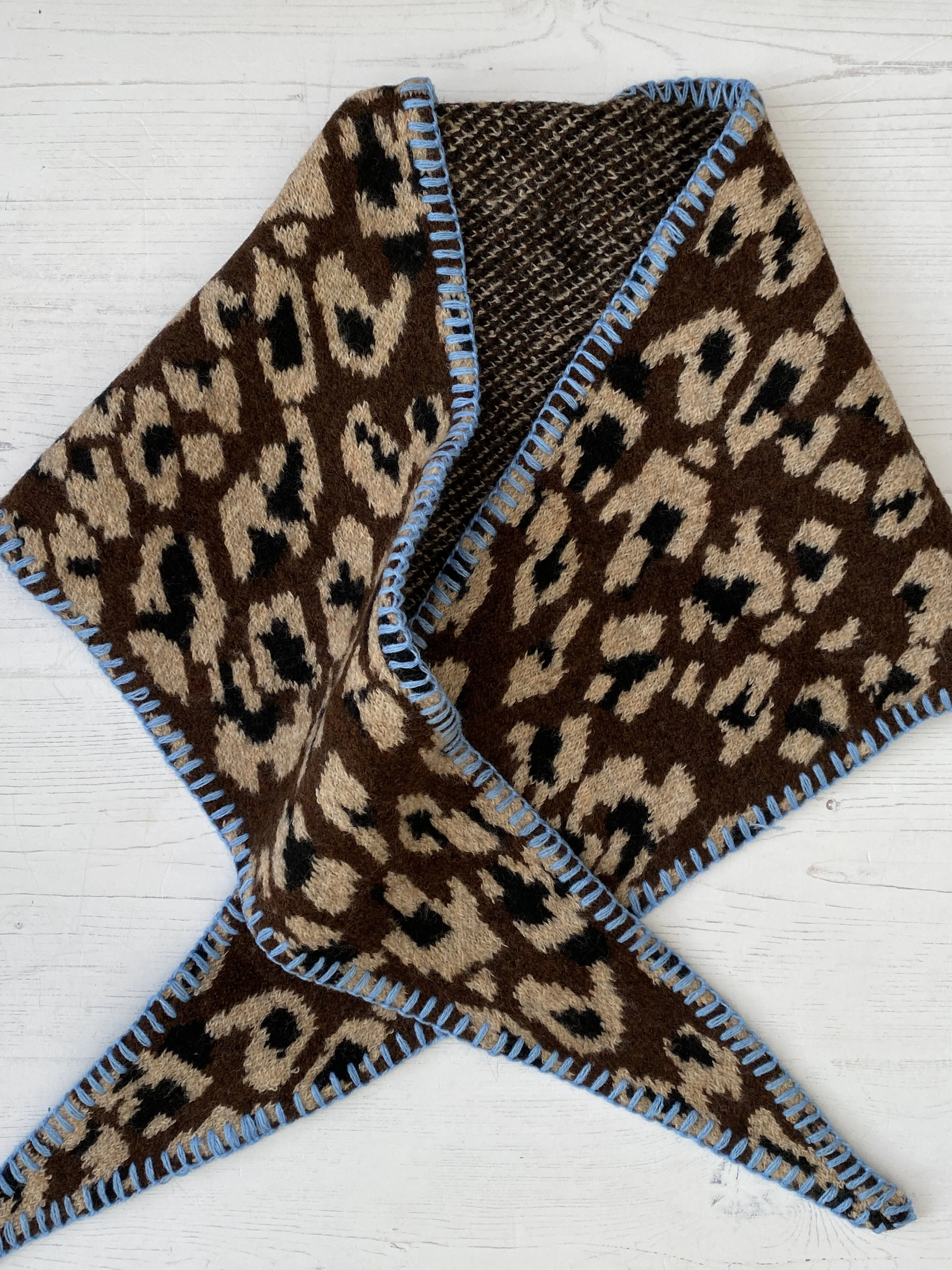 Animal Print Knit Triangle Scarf