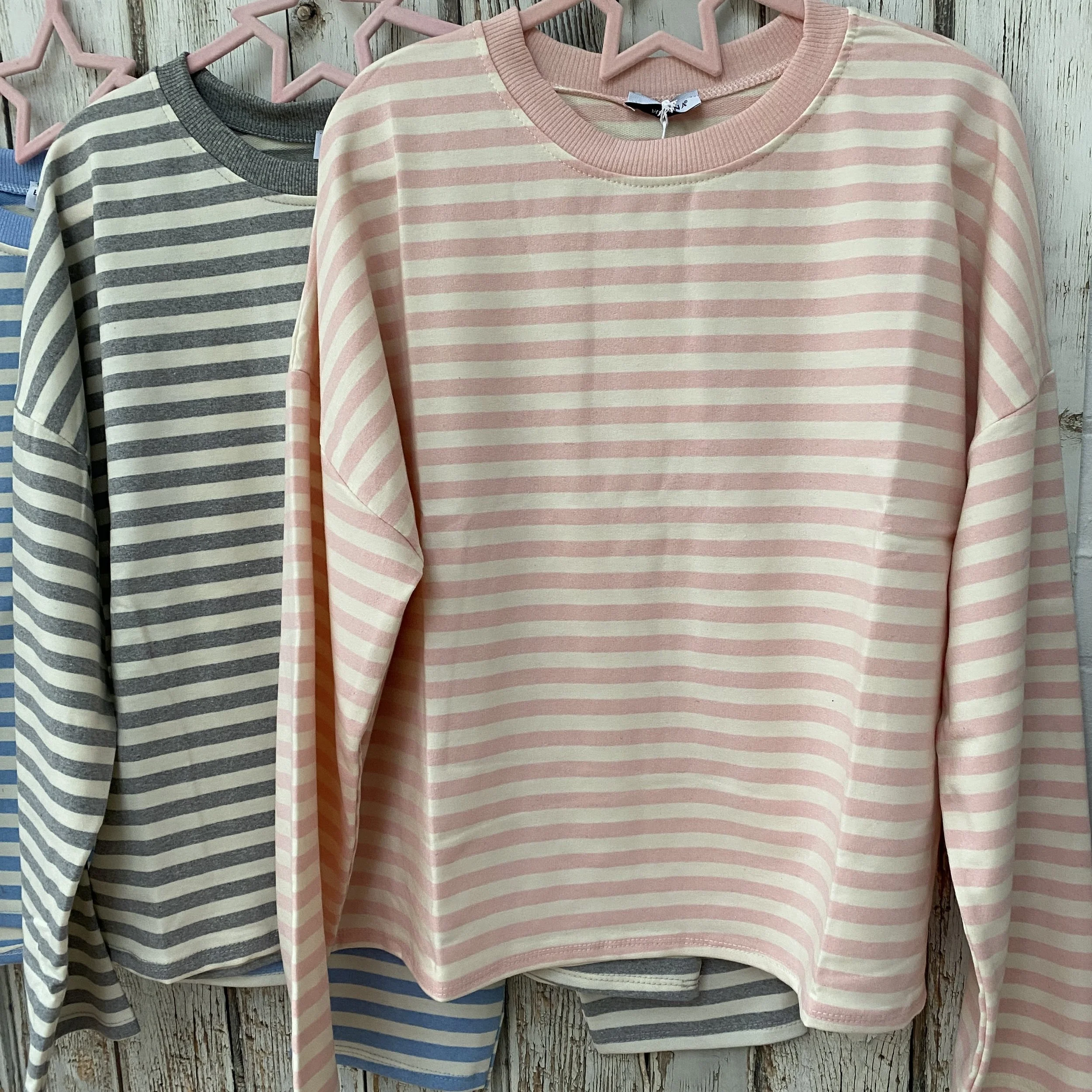 pale pink and white stripe top