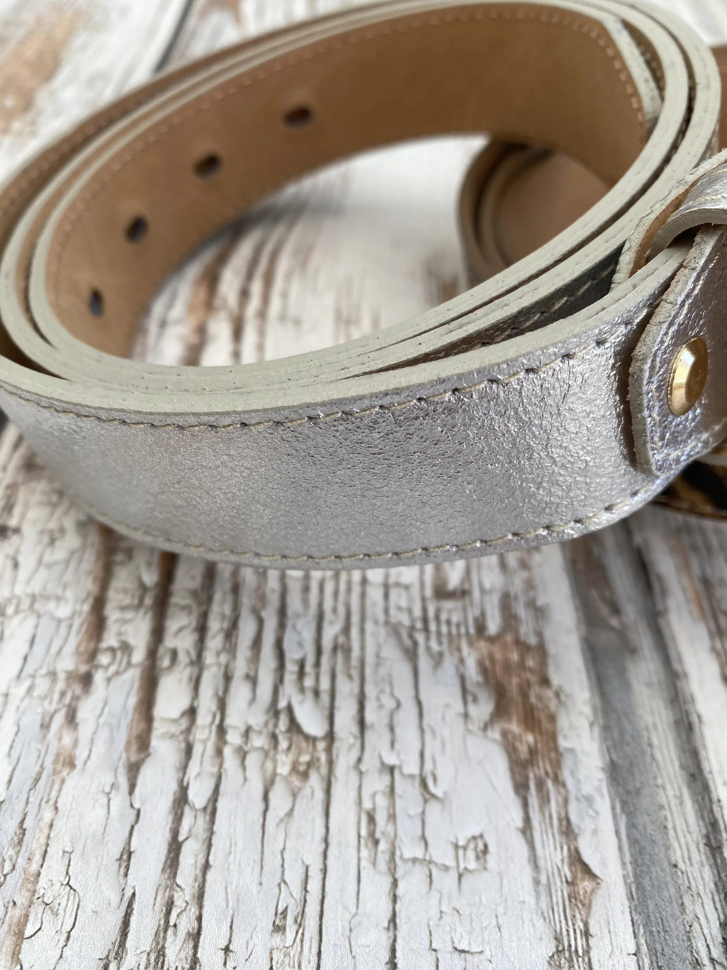 silver leather belt