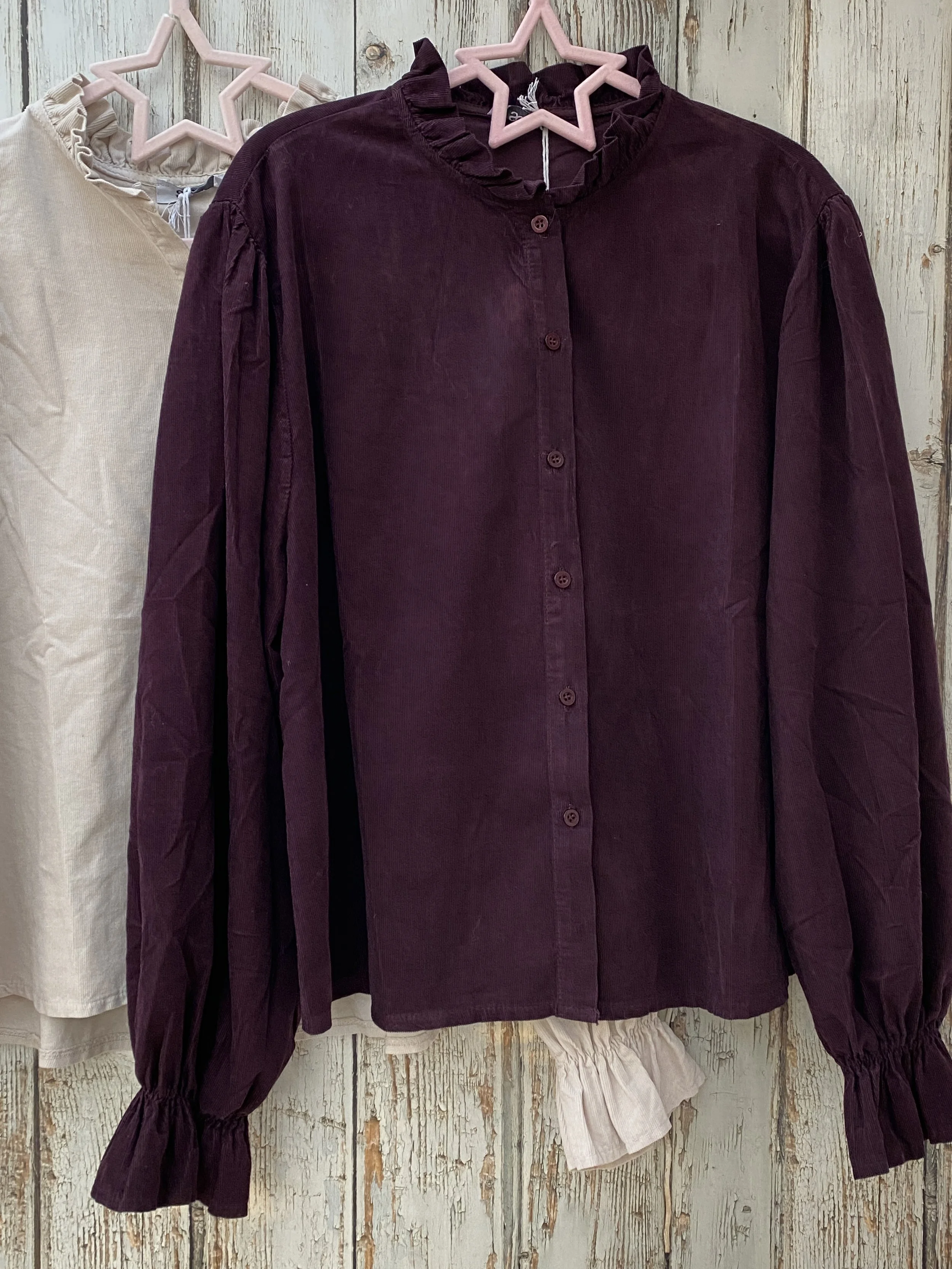 Corduroy Ruffle Collar Shirt