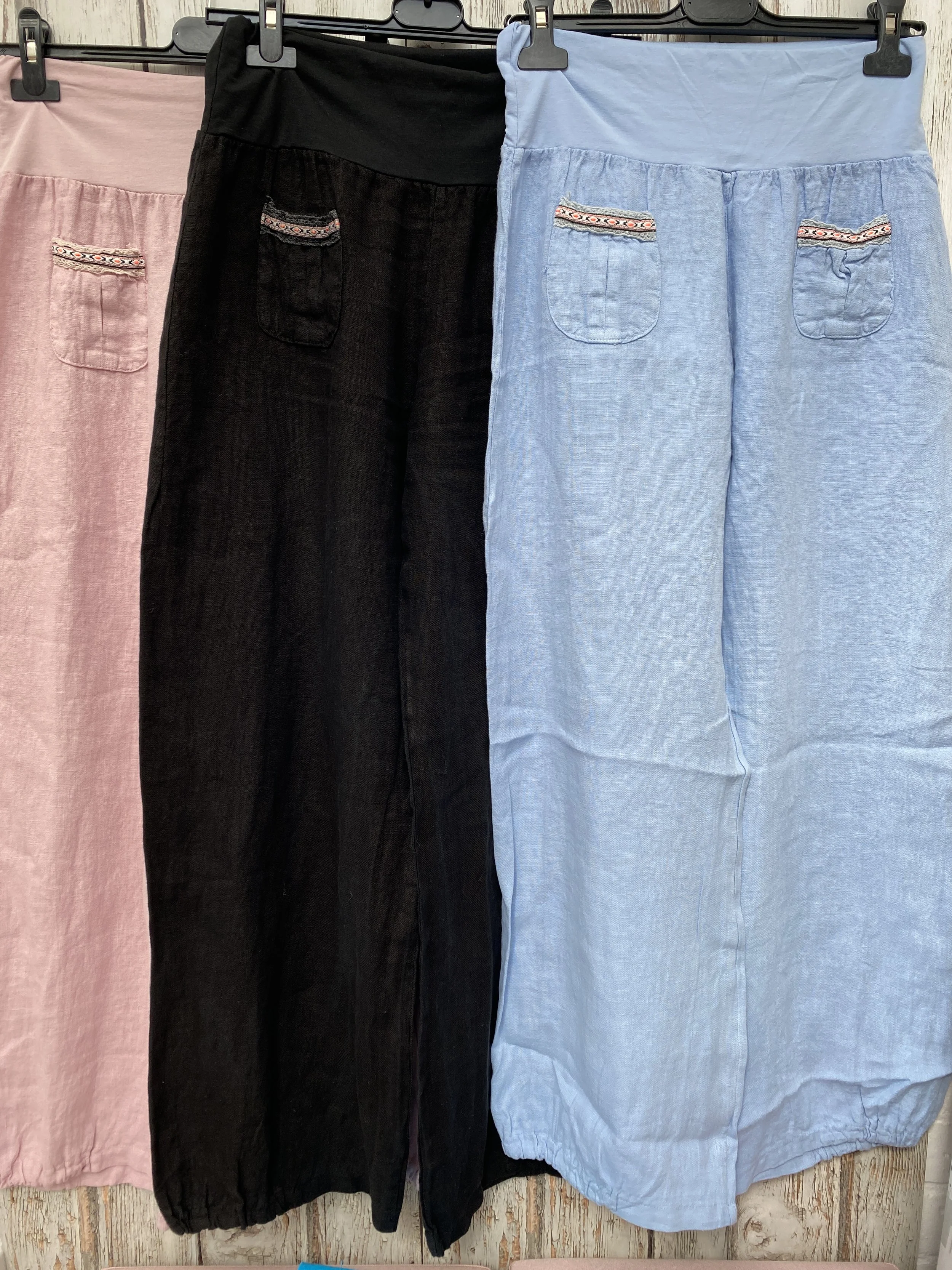 Pocket Detail Linen Trousers