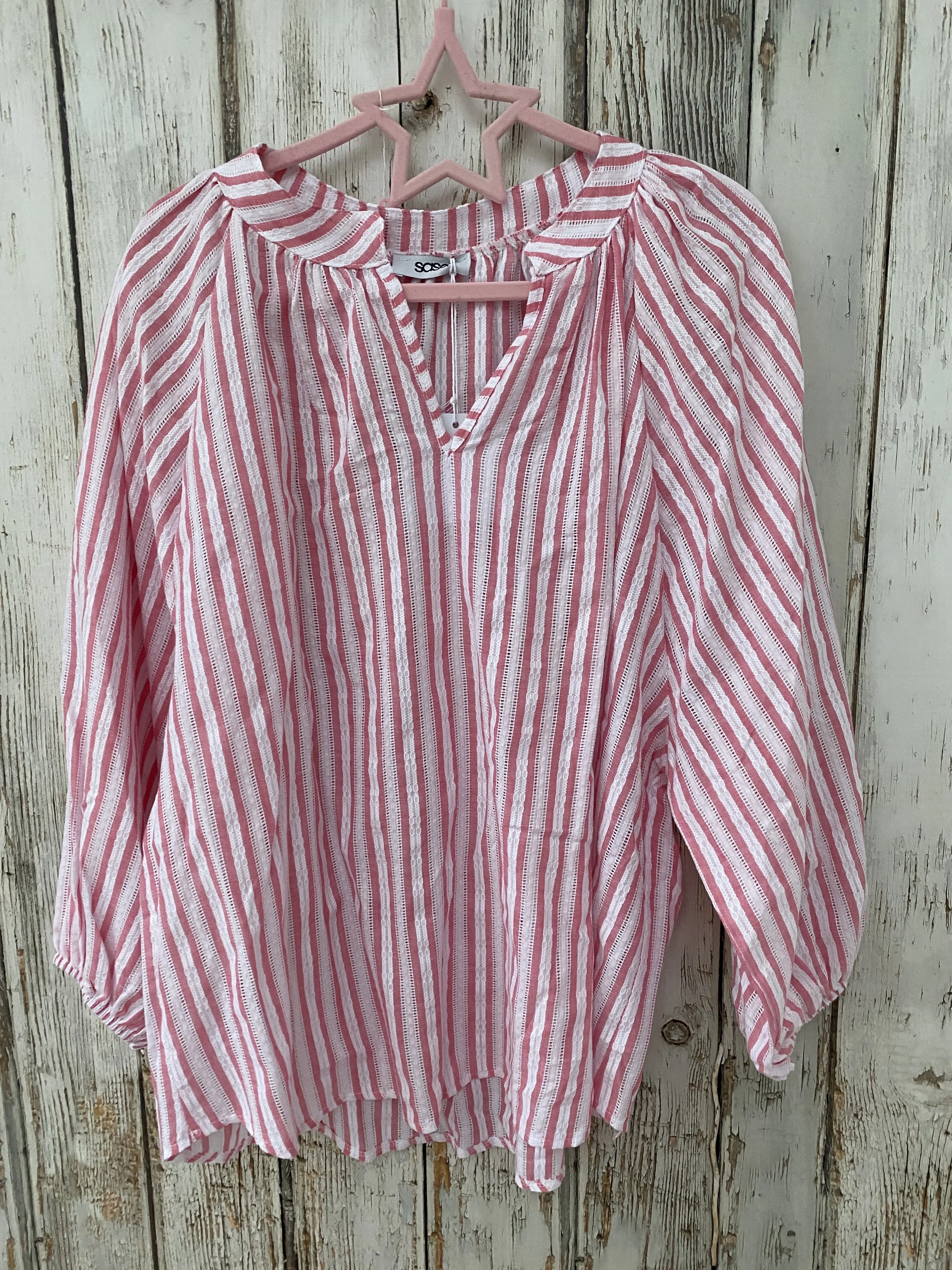 Cotton Bell Sleeve Stripe Blouse