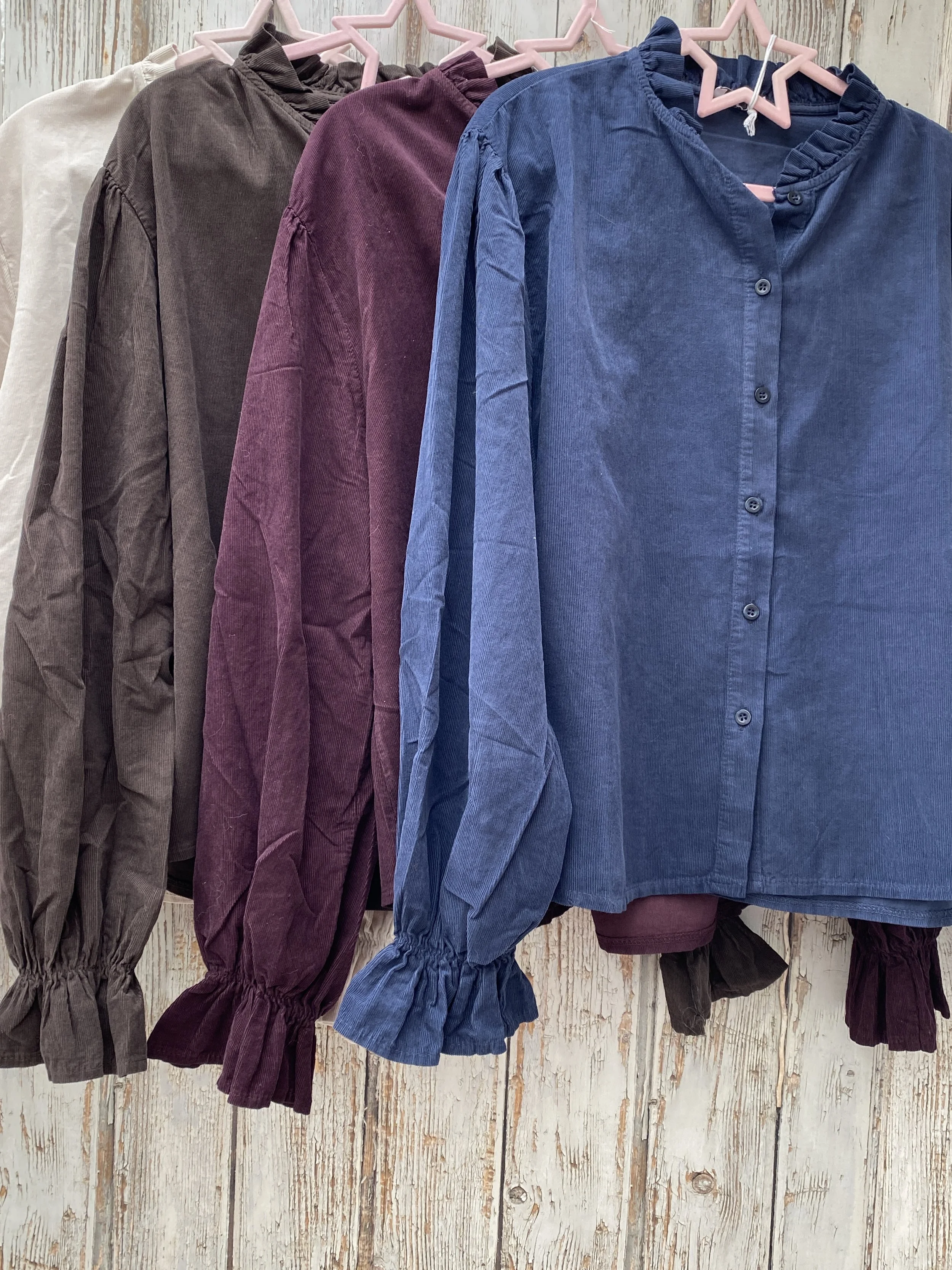 Corduroy Ruffle Collar Shirt