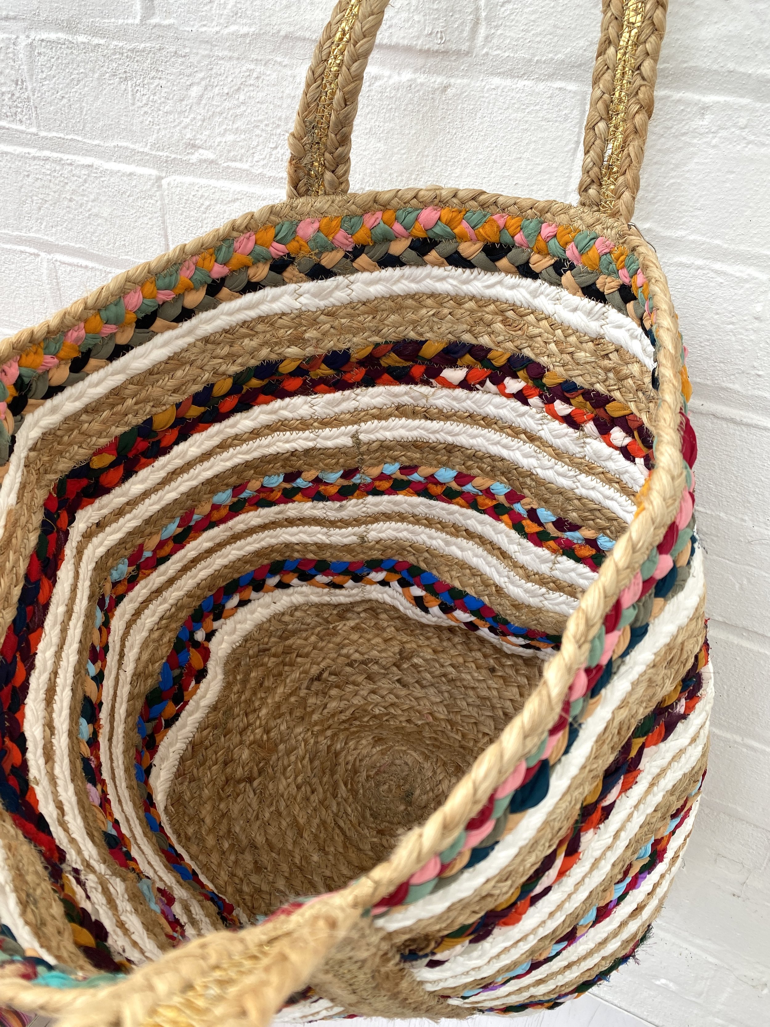 inside of jute basket bag