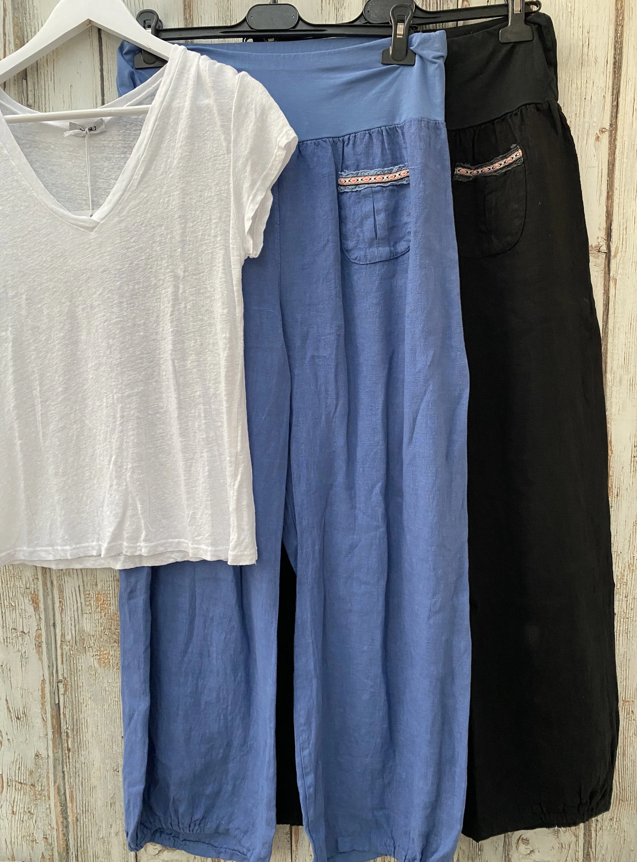 Pocket Detail Linen Trousers
