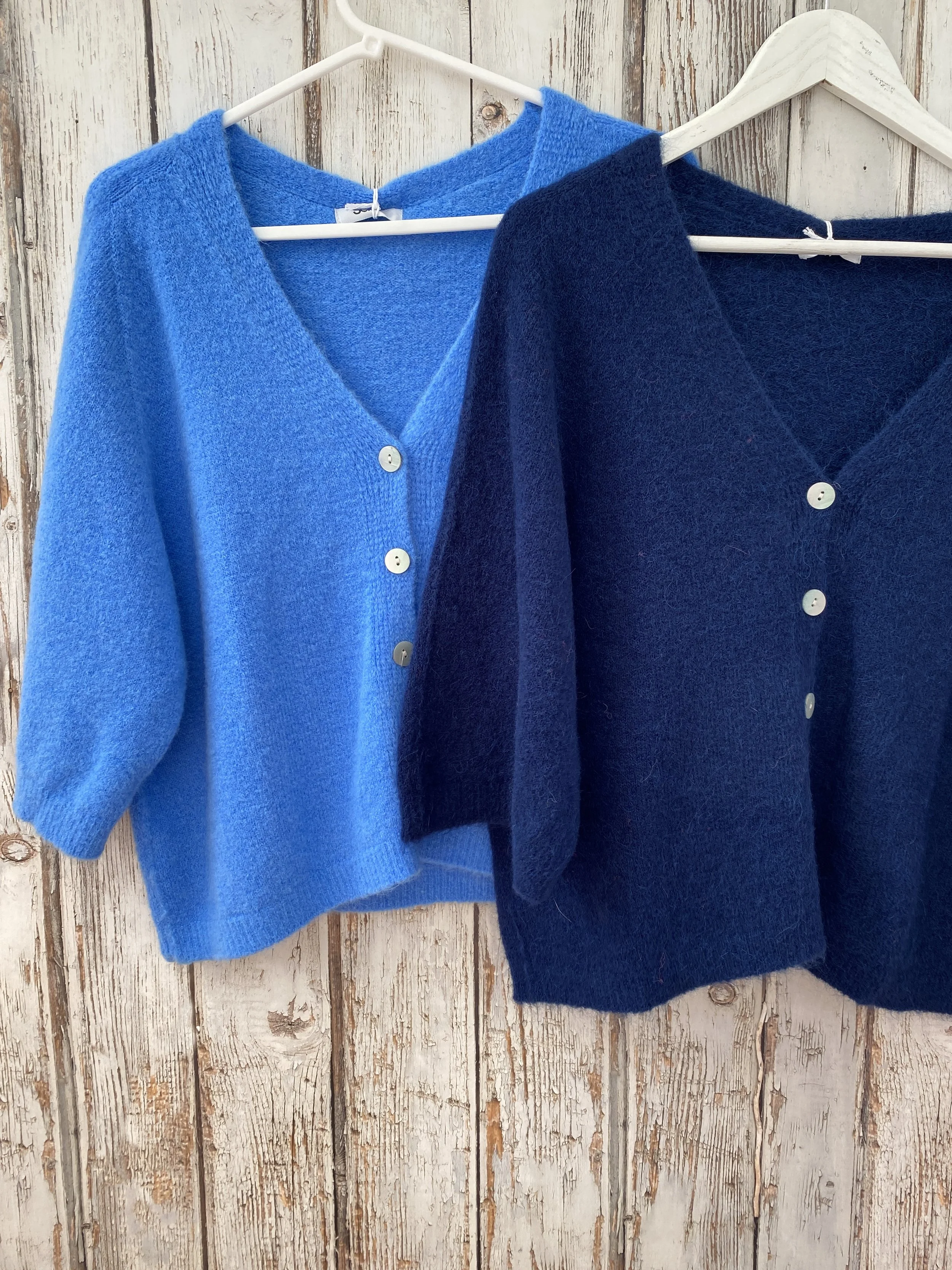 Azure blue and navy blue cardigan