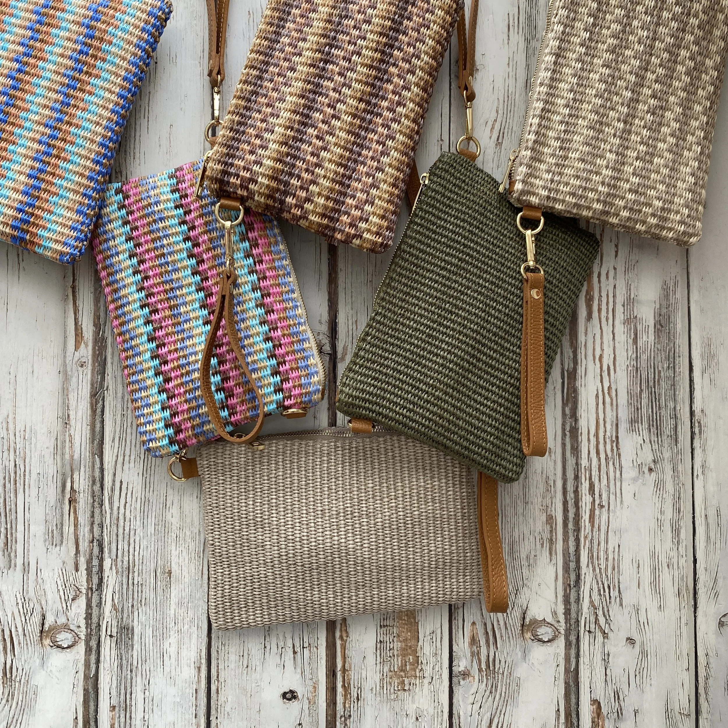 Aggie Woven Bag with Leather Straps