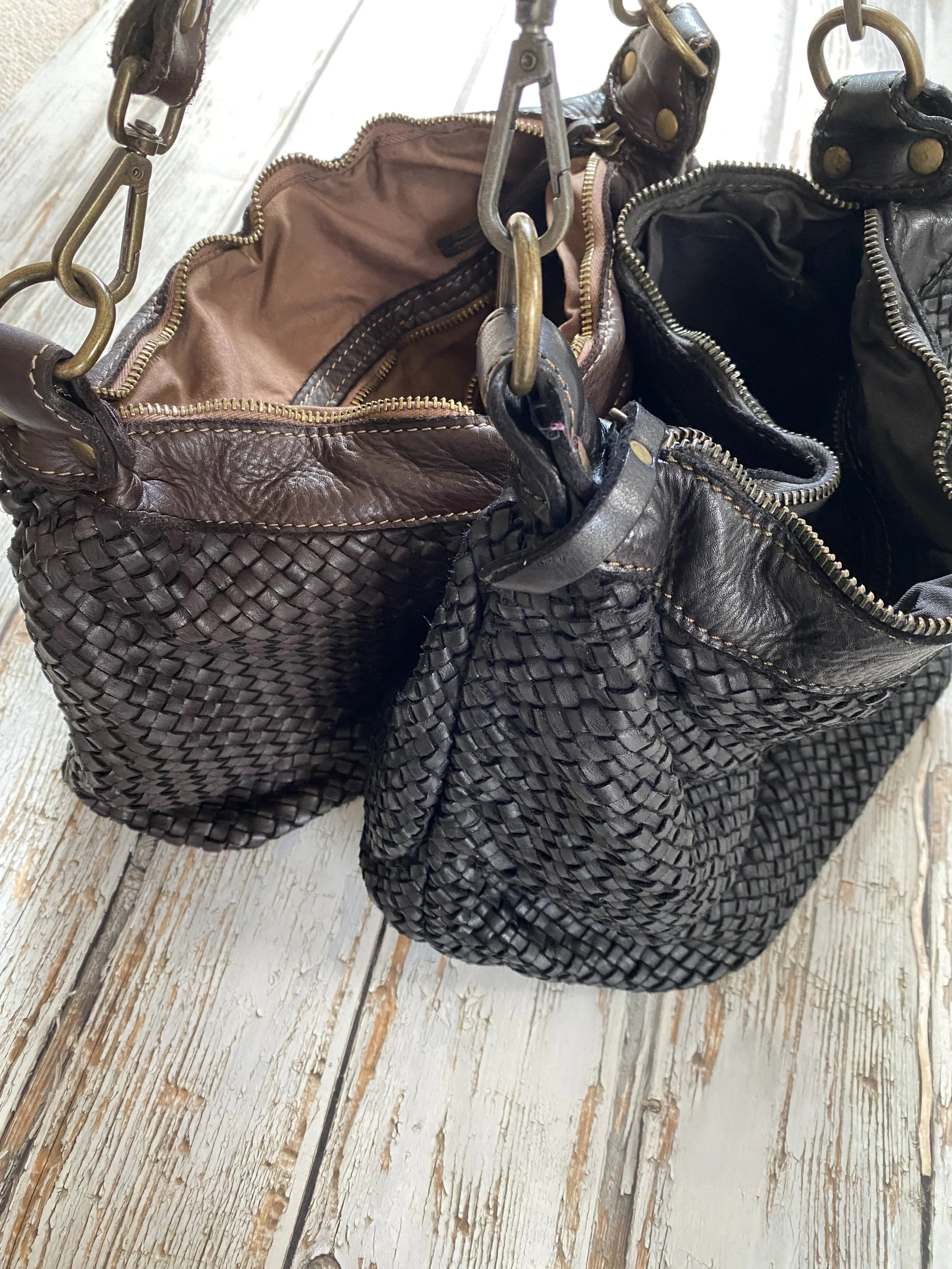 Black and brown leather handbags