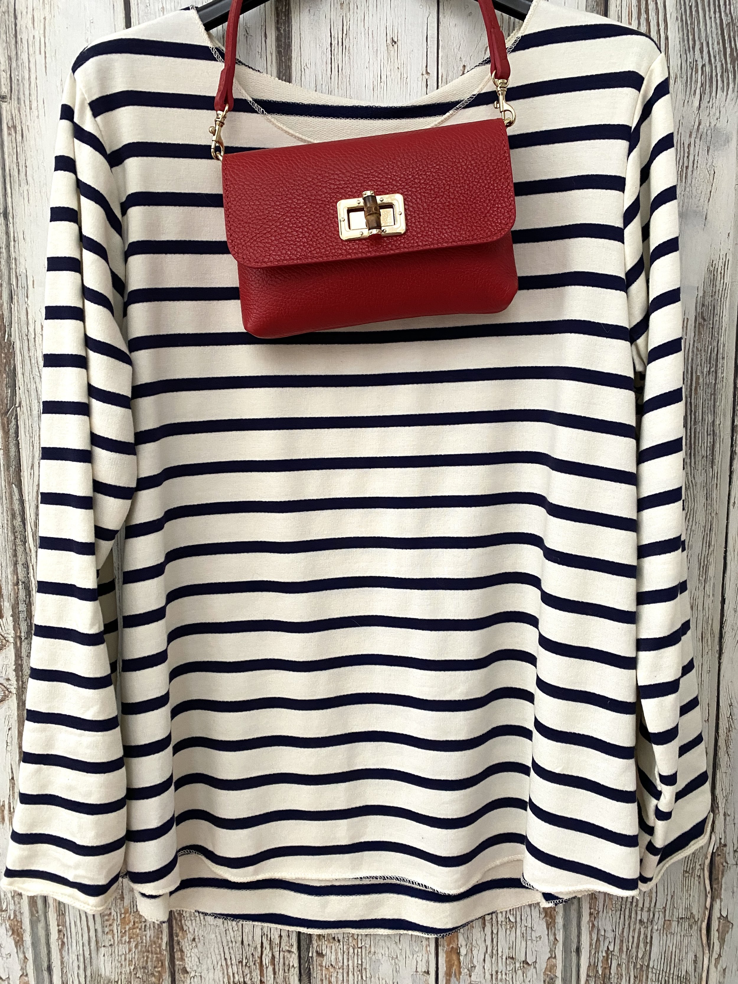 Navy & Cream Stripe Top