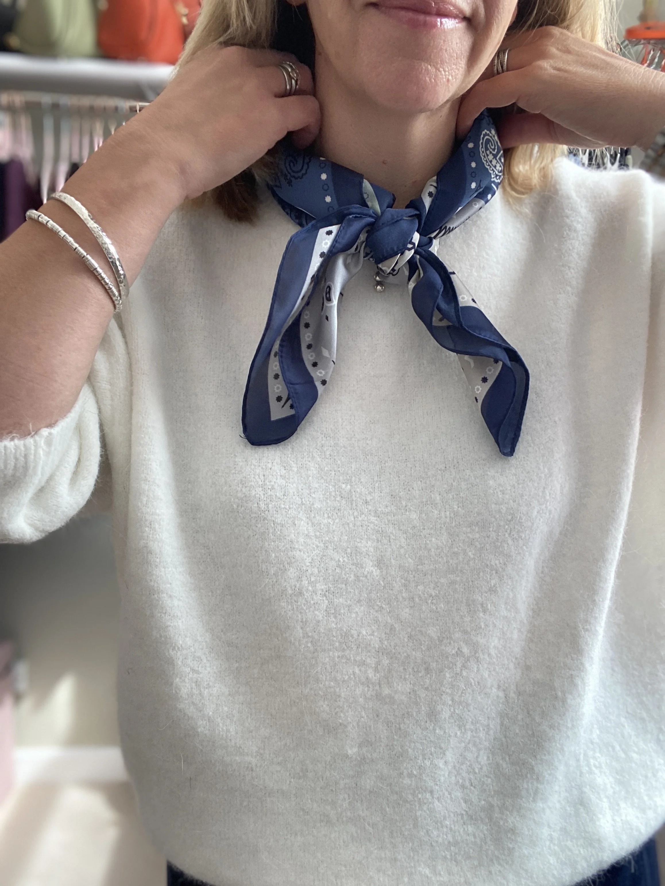Satin Feel Patterned Square Neckerchief