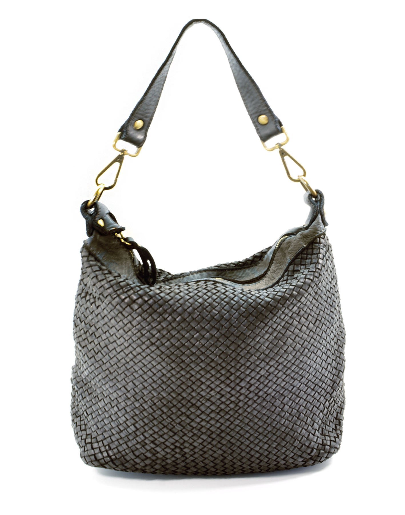 Black leather hobo bag