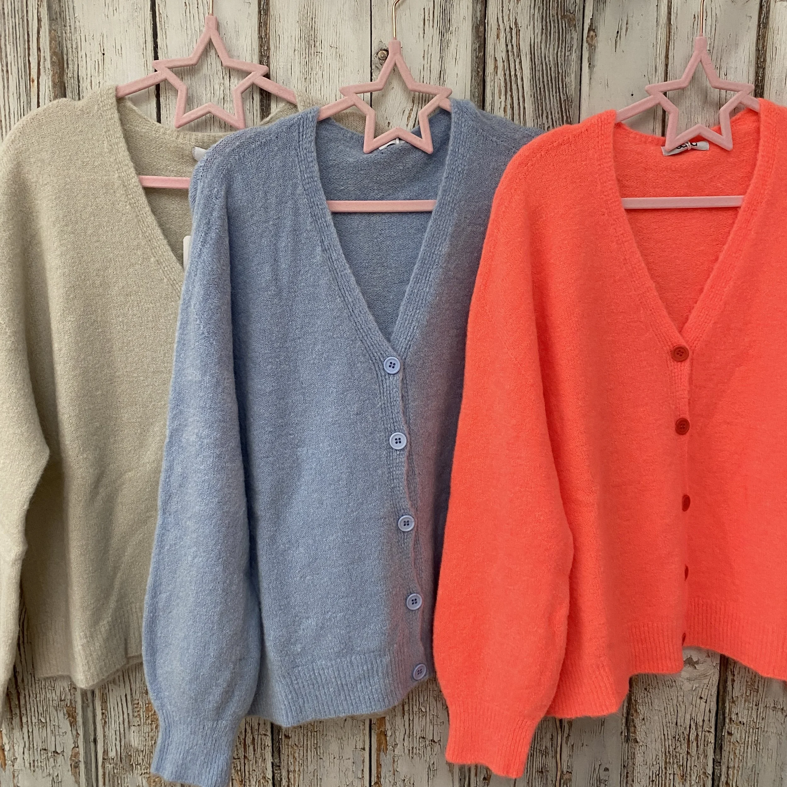 v neck cardigans in various colours