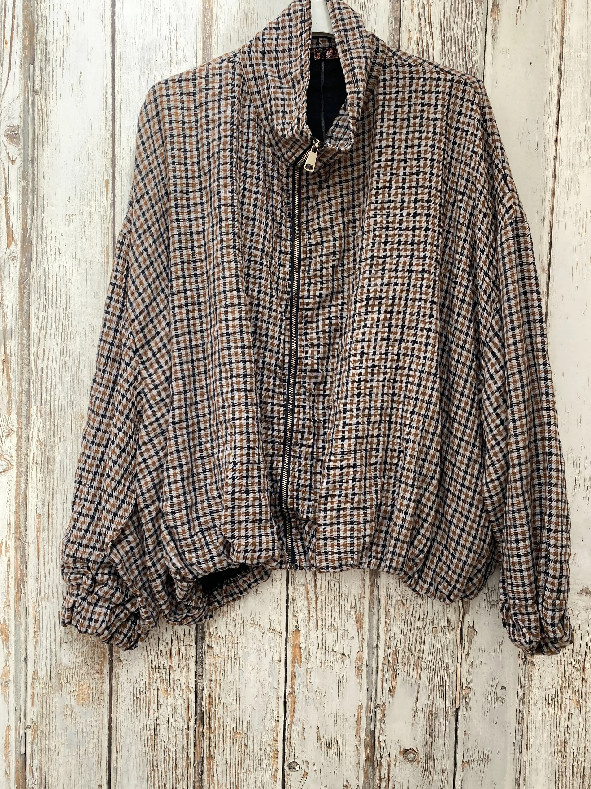 Gingham Check Bomber Style Jacket