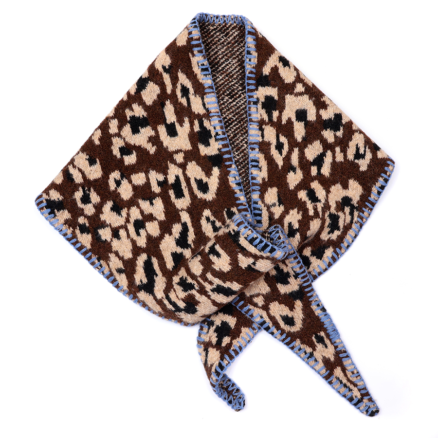 Animal Print Knit Triangle Scarf