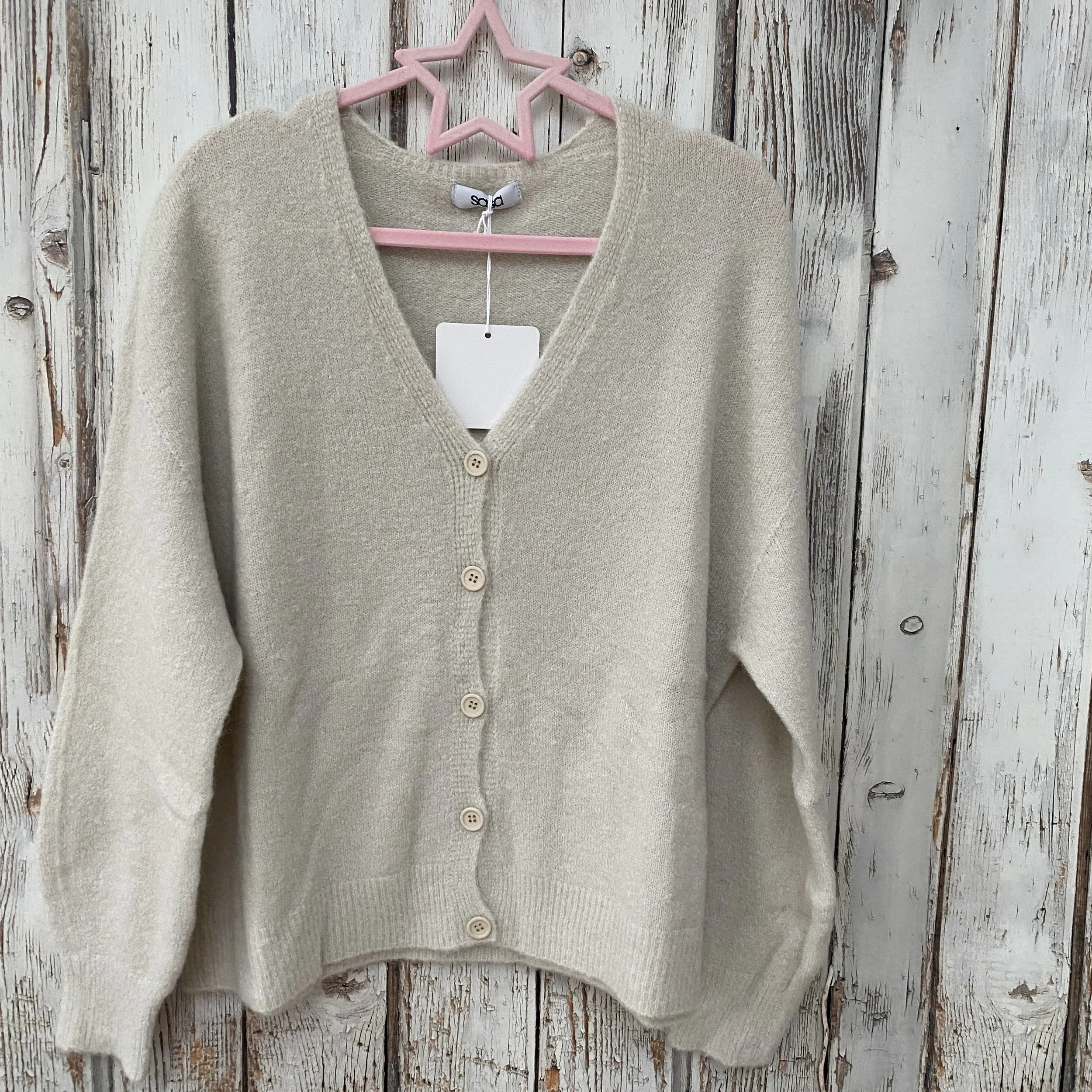 beige alpaca knit cardigan