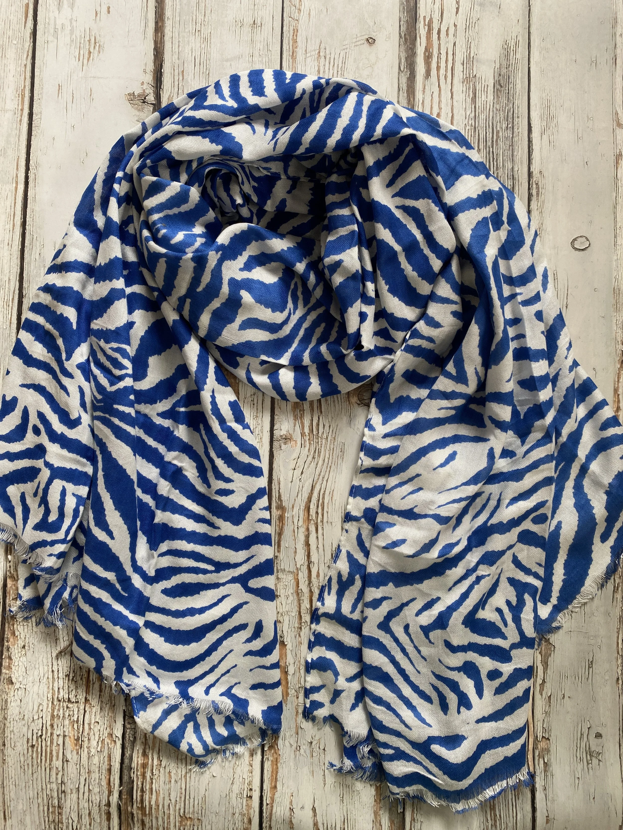 Blue & White Zebra Print Scarf