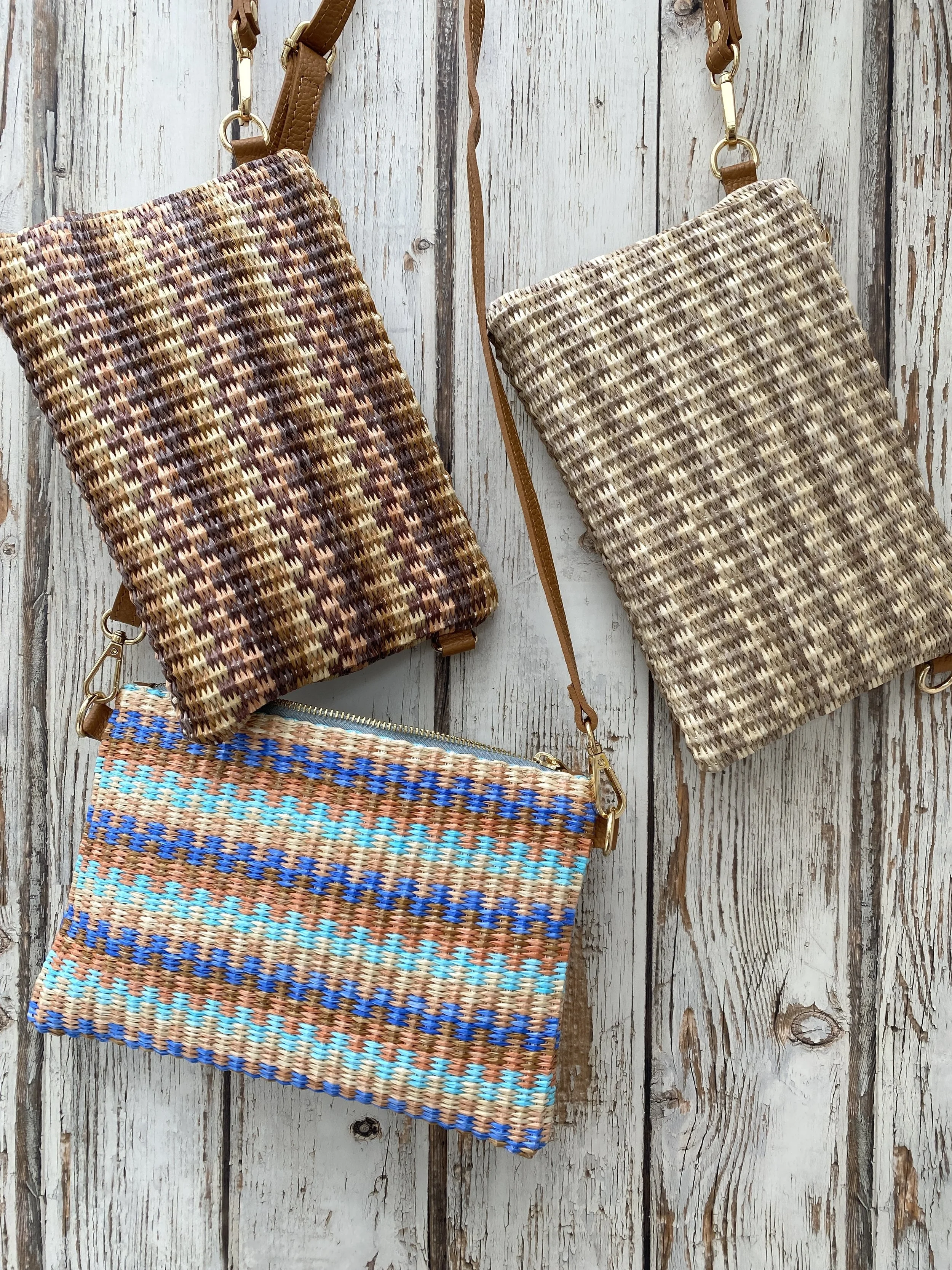 Aggie Woven Bag with Leather Straps