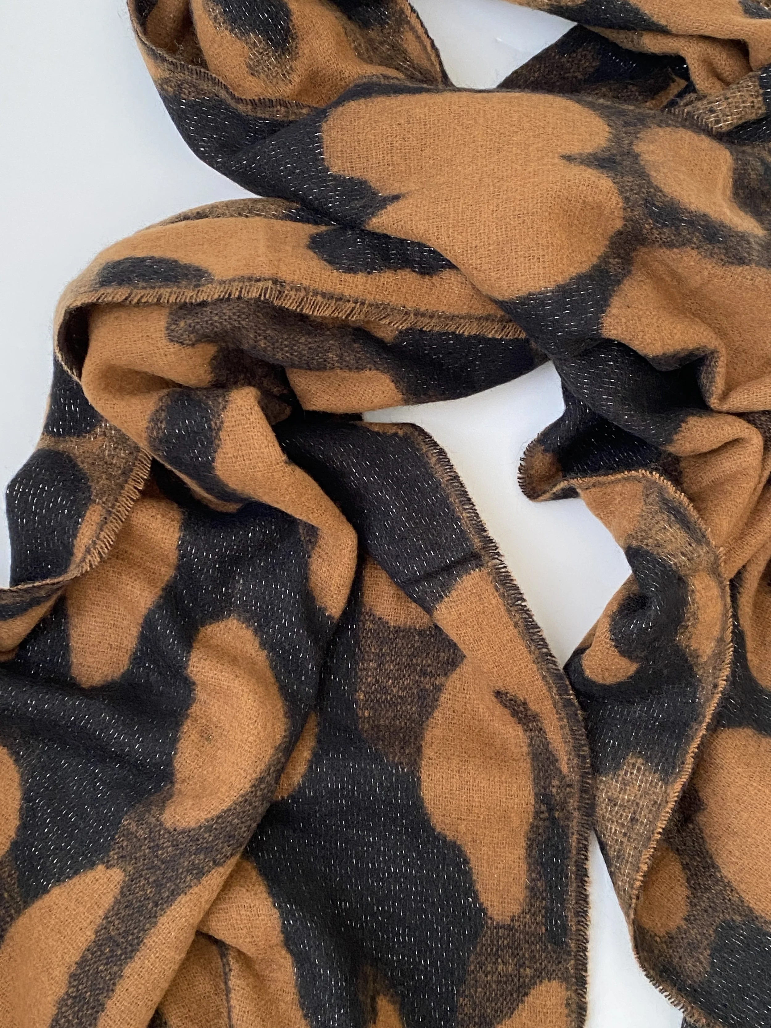 Tan & Black Soft Blanket Scarf