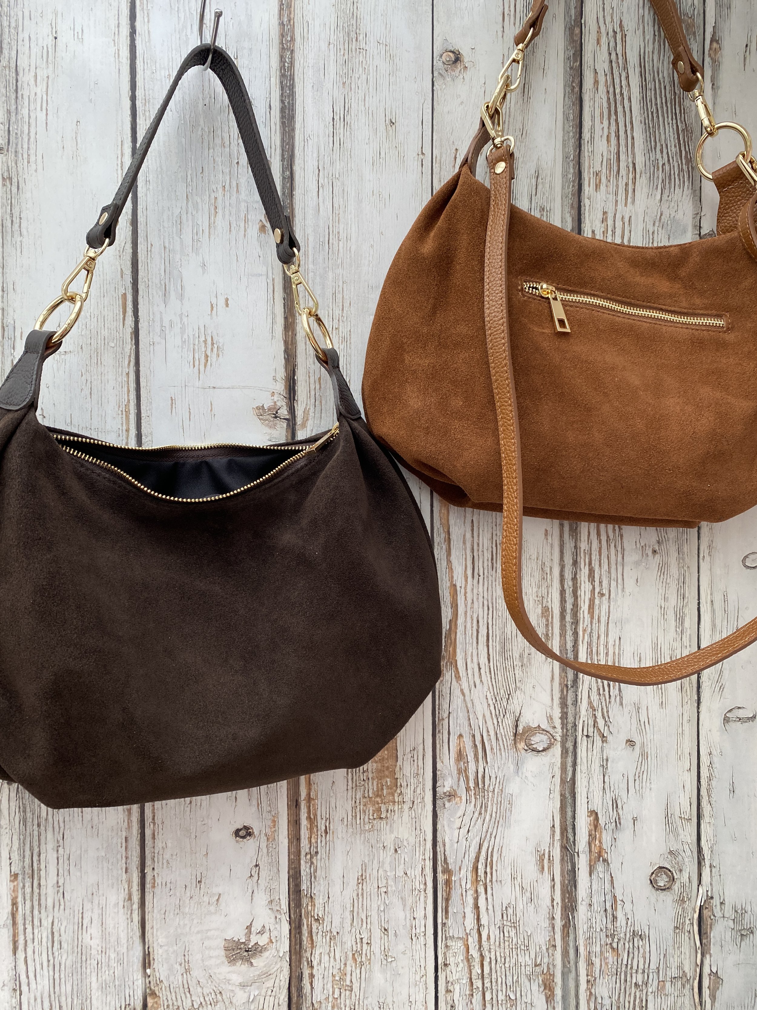 Polly Suede Curved Hobo Bag