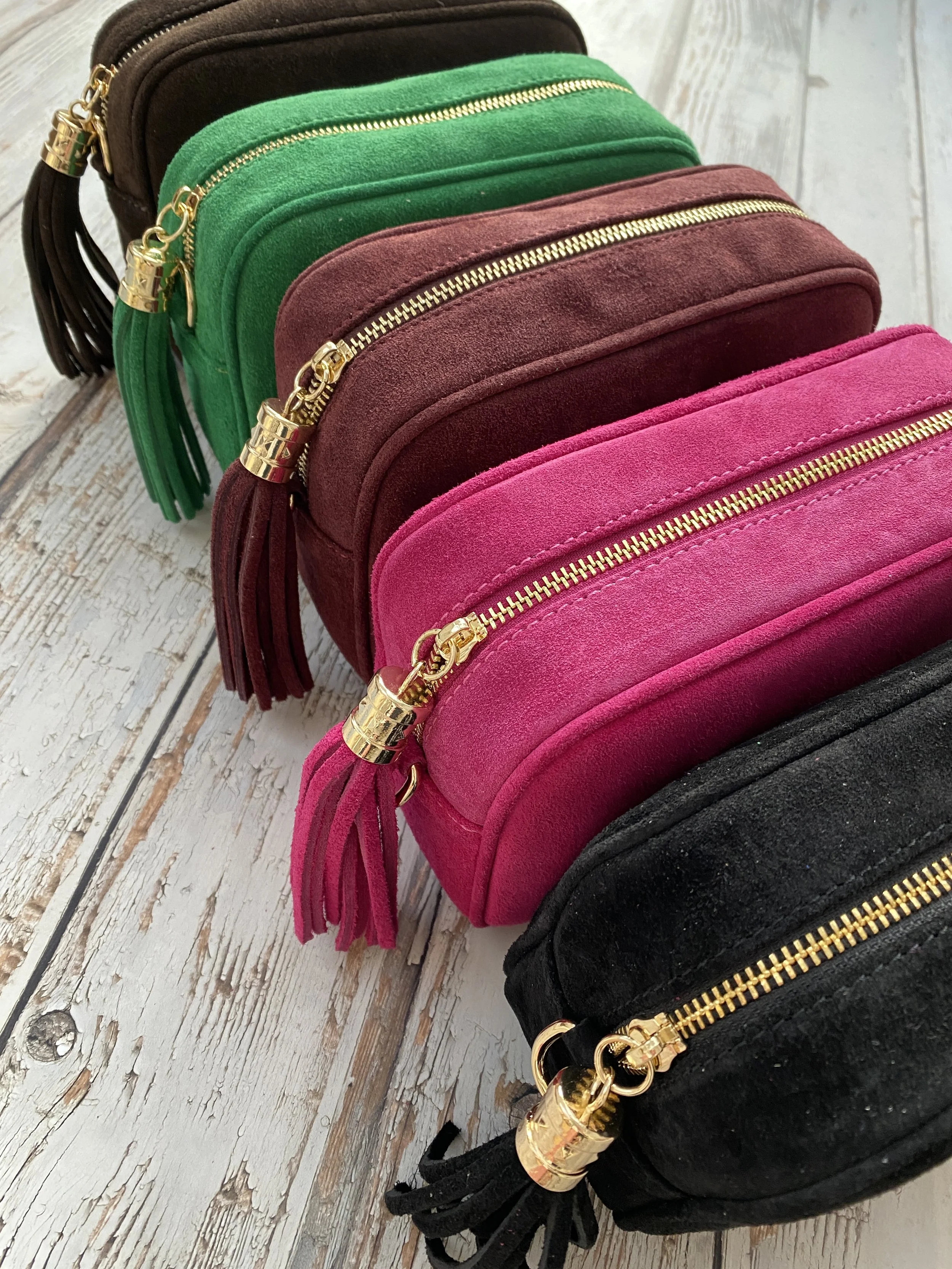 Suede Box Bag with Tassel Zip Pull