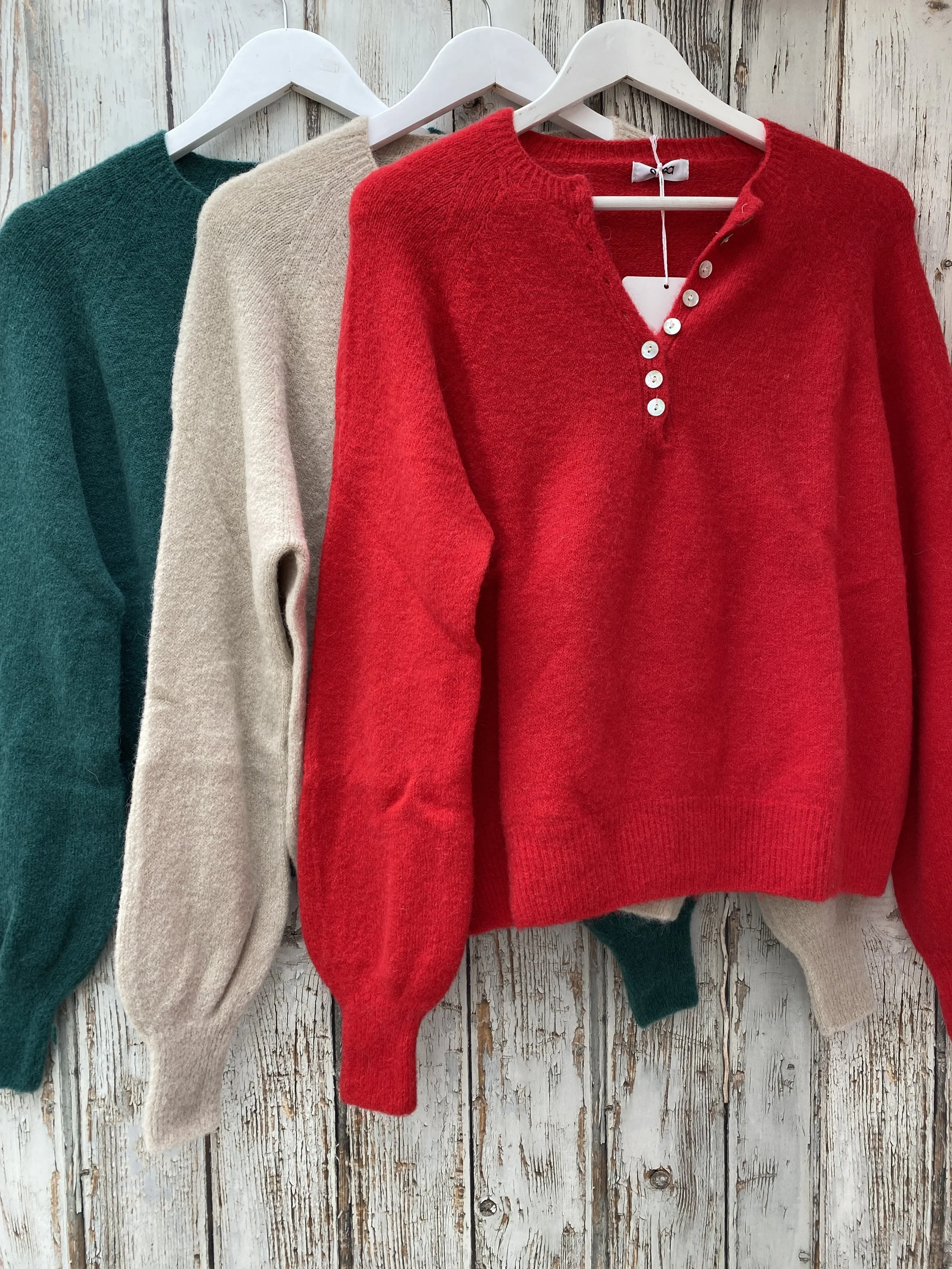 Button Front Long Sleeve Jumper