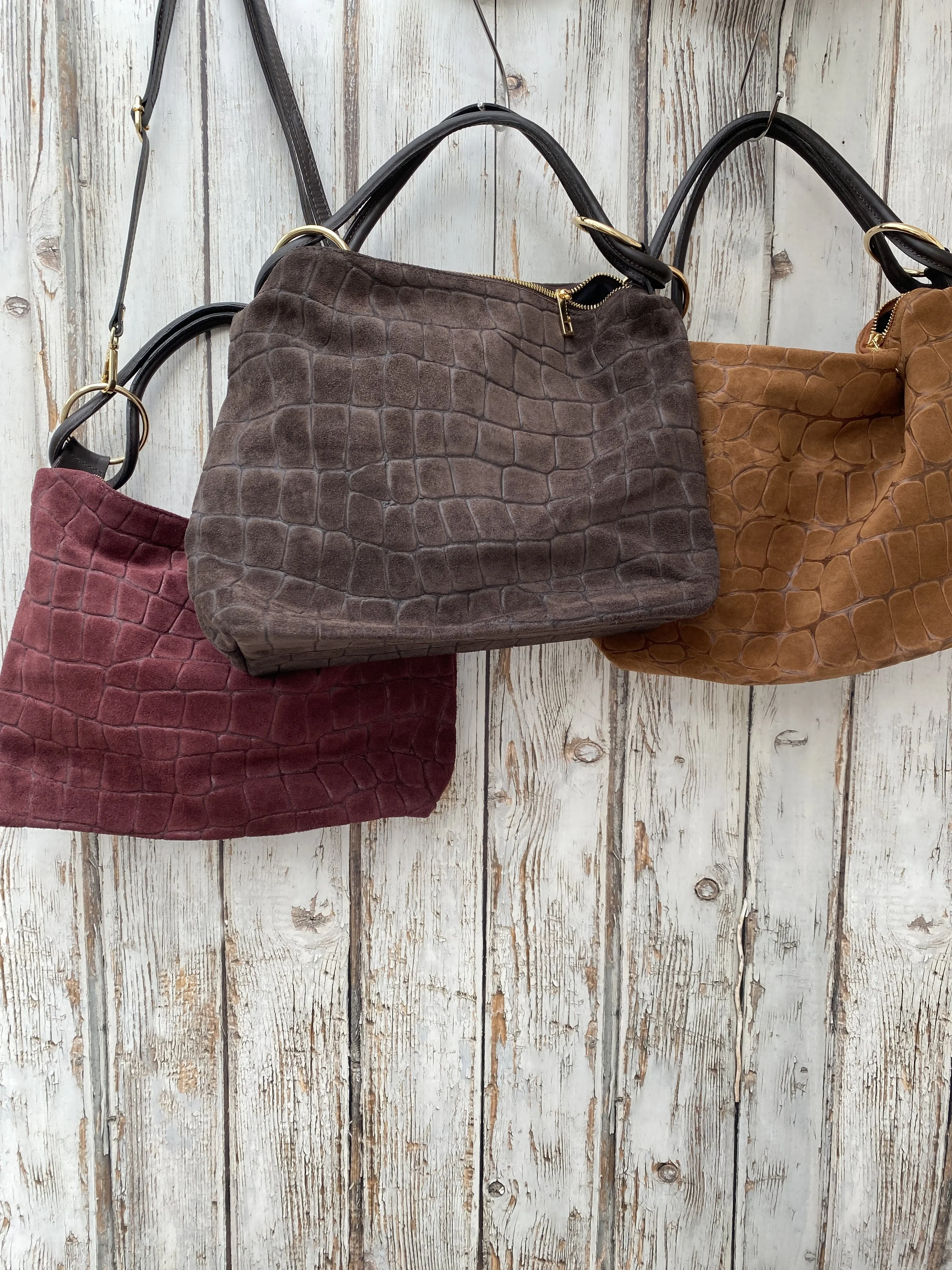Dolly Stone Embossed Suede Shoulder Bag