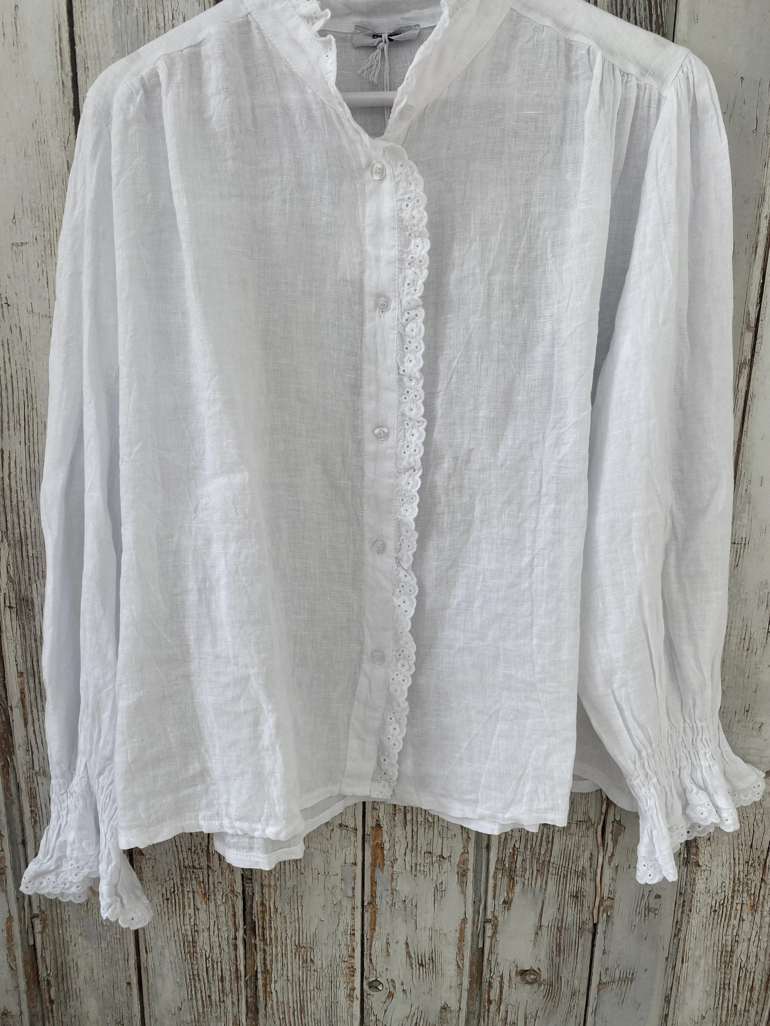 white linen blouse