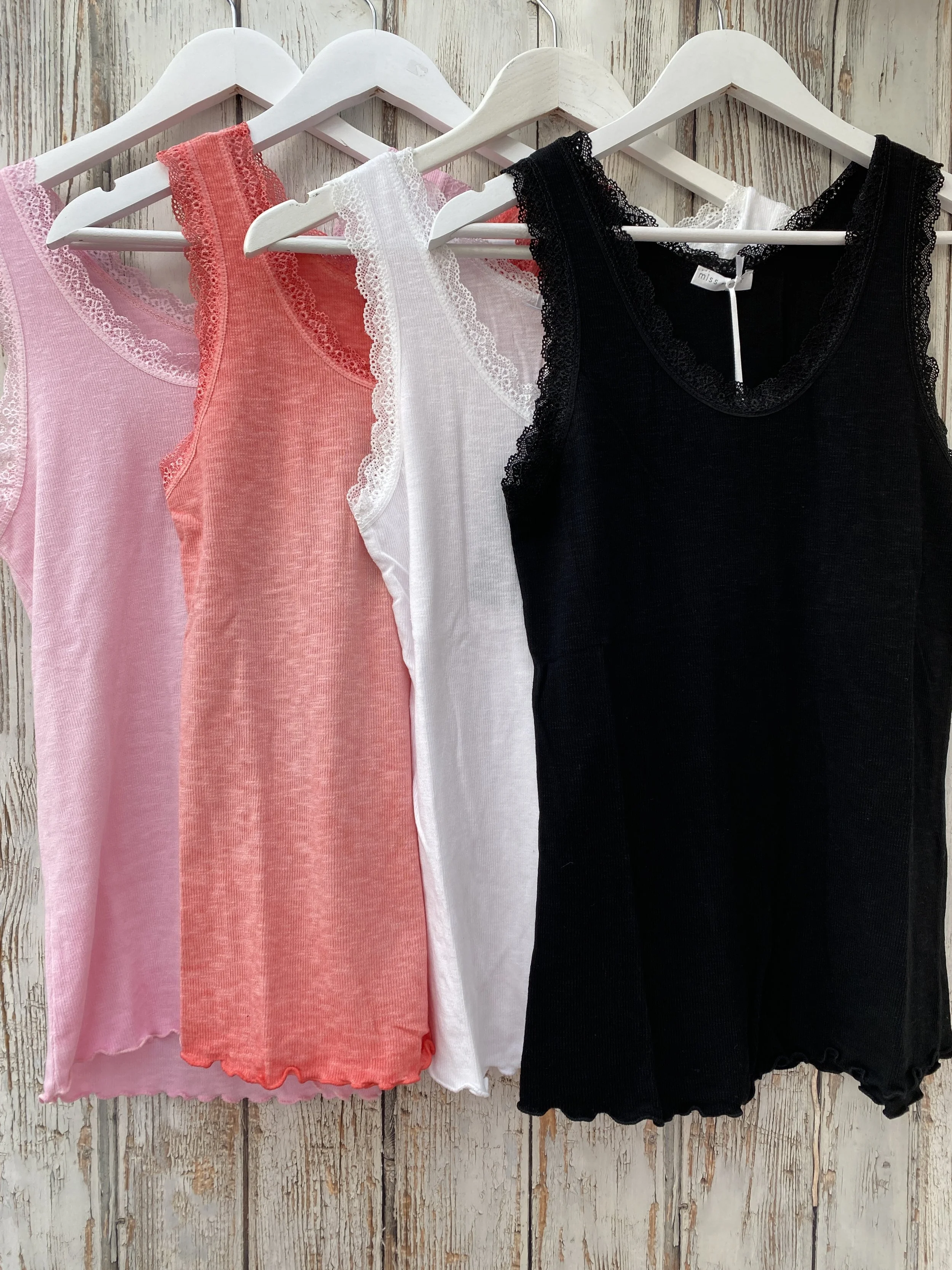 Lace Trim Cotton Vest Top