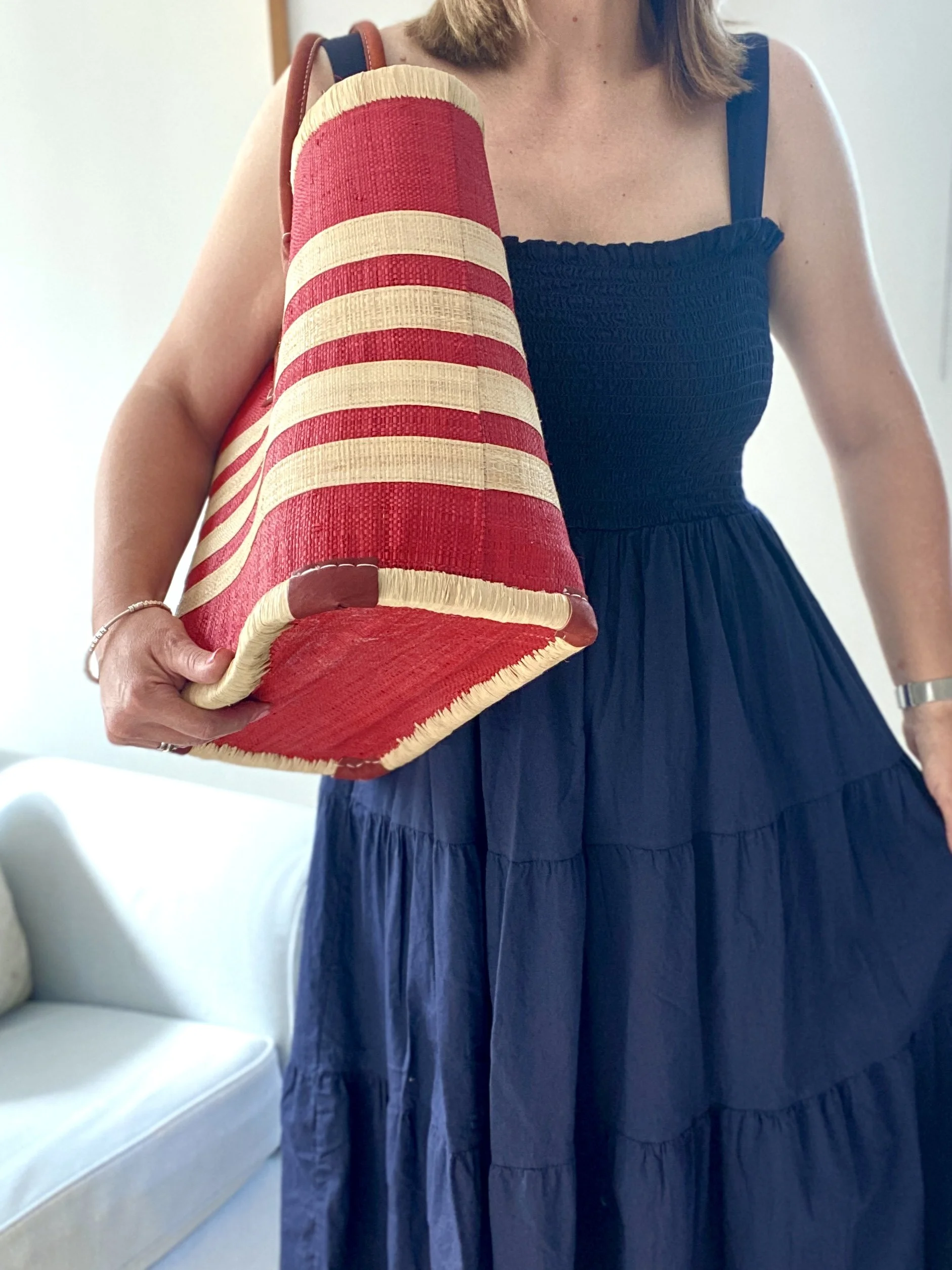 Colourful Handmade Raffia Basket Bags (various sizes)