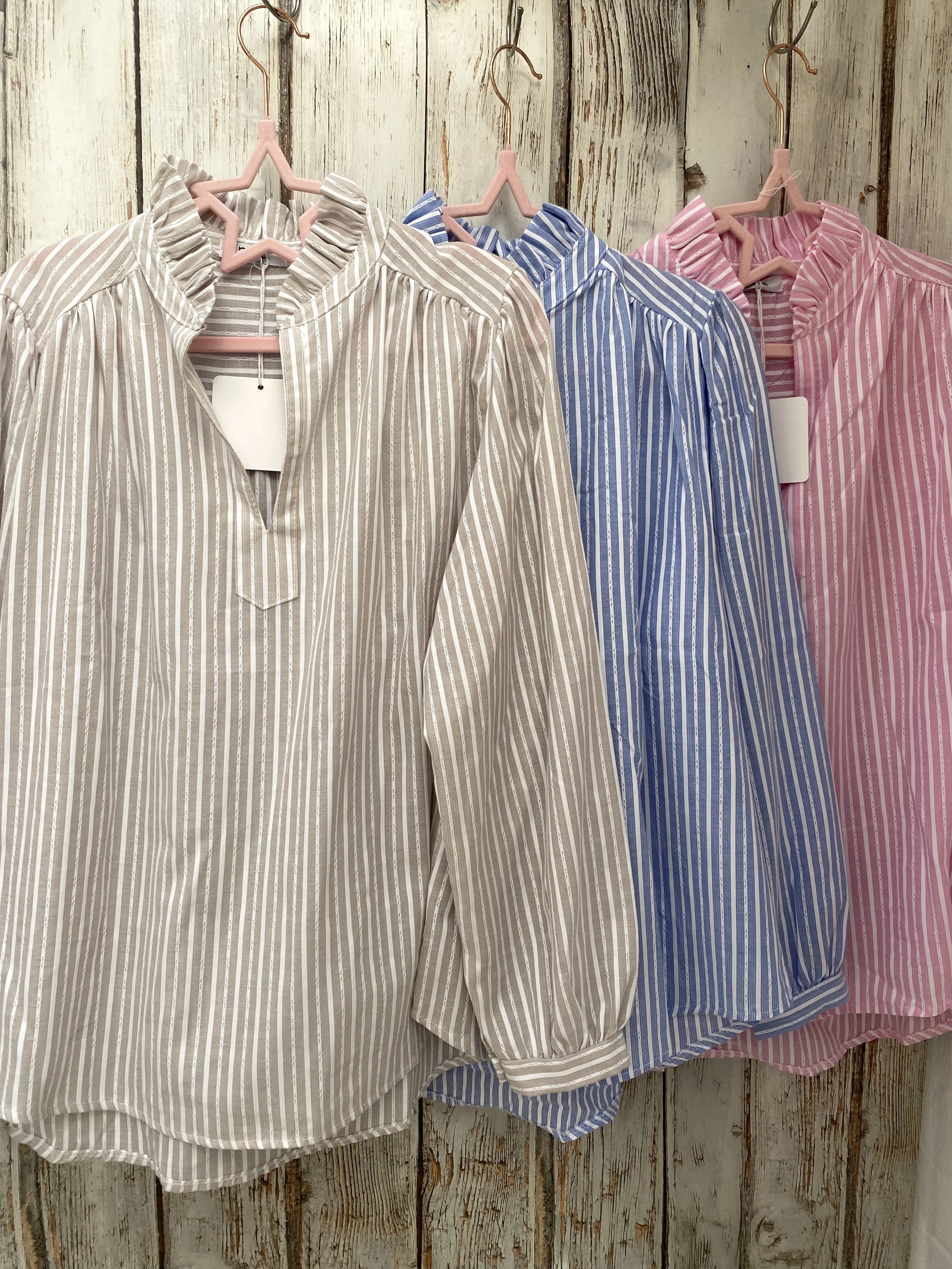 Stripe Frill Collar Shirt