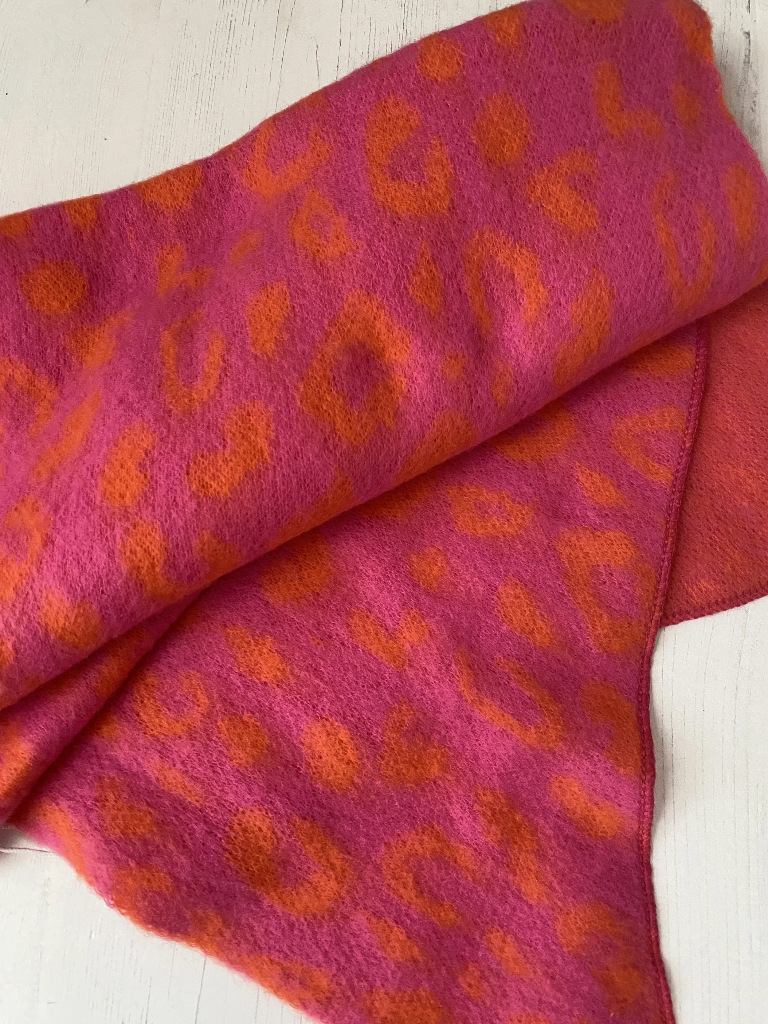 Pink & Orange Leopard Print Scarf