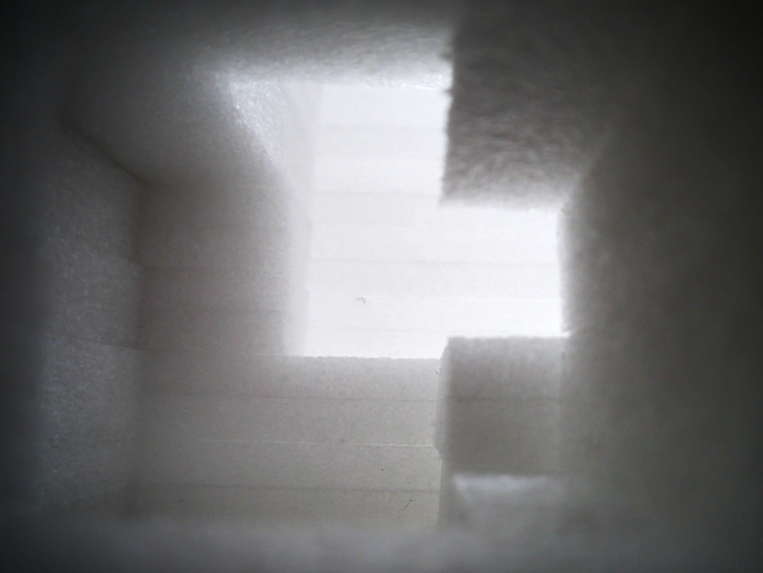 Experimenting with light and form - mass and space - packing foam -Artist residency - ALT-Architecture and Rhian Haf at Ruthin Craft Centre